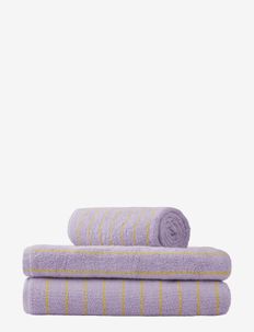 Naram guest towel - bath towels - lilac and neon yellow