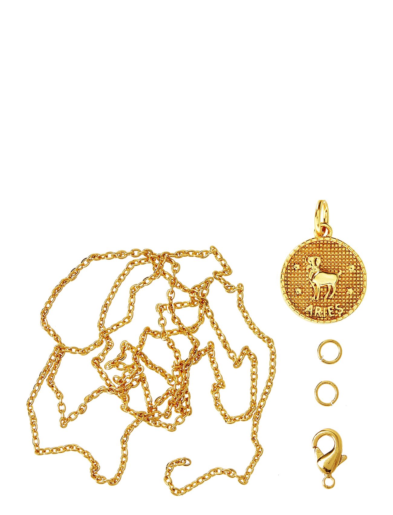 Zodiac Coin Pendant And Chain Set, Aries Toys Creativity Drawing & Crafts Craft Jewellery & Accessories Gold Me & My Box