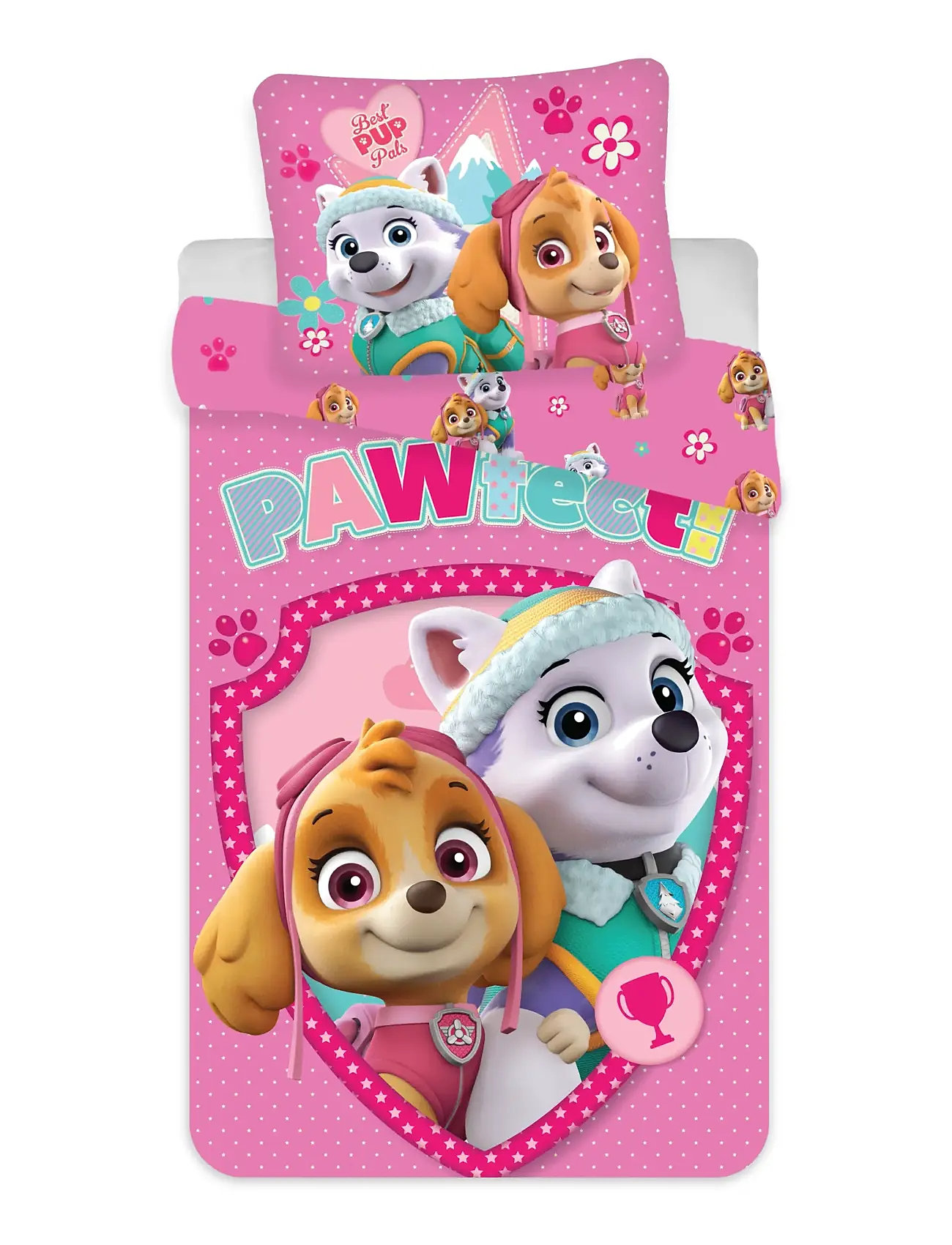 Paw Patrol Bed Linen Junior Pp 1052 - 100X140, 40X45 cm, 100X140.40X45 cm, Pink, Søvntid > Sengelinned, Børn