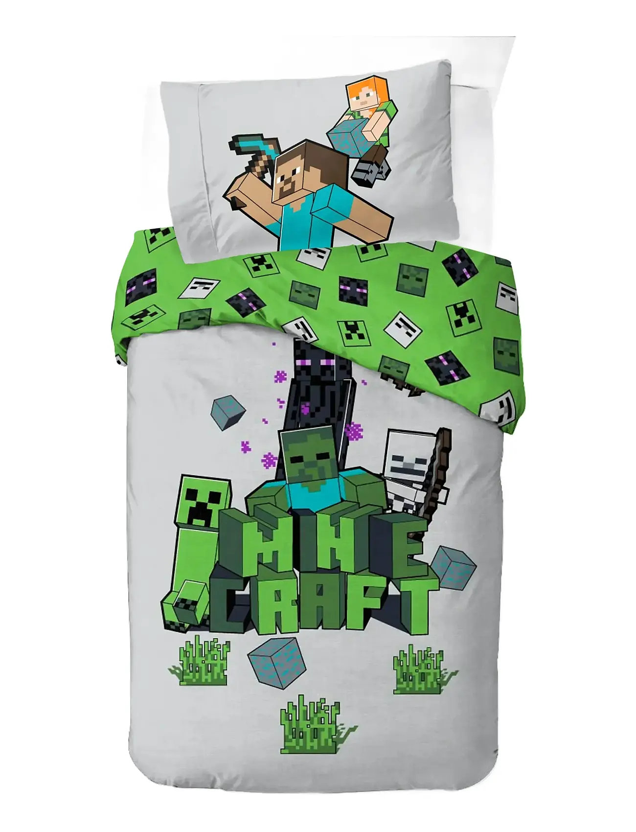 Minecraft Bed Linen Minecraft Build & Explore 140X200 60X63 cm, 140X20060X63 cm, Green, Søvntid > Sengelinned, Børn
