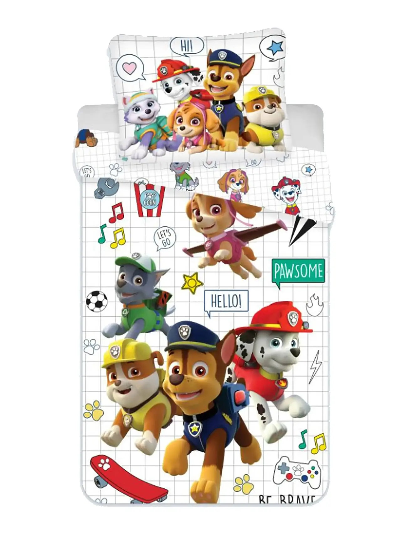 Paw Patrol Bed Linen Junior Paw Patrol Pp 1071 - 100X140, 40X45 cm, 100X140.40X45 cm, Multi/patterned, Søvntid > Sengesæt, Børn