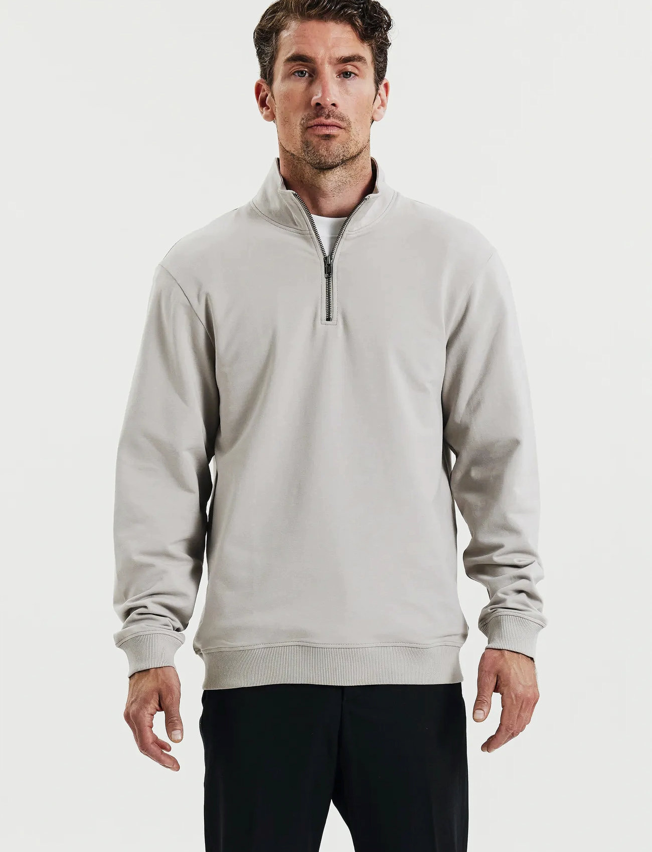 Bread & Boxers Half Zip, XL, Beige, Strik > Trøjer Med Halv Lynlås, Herre