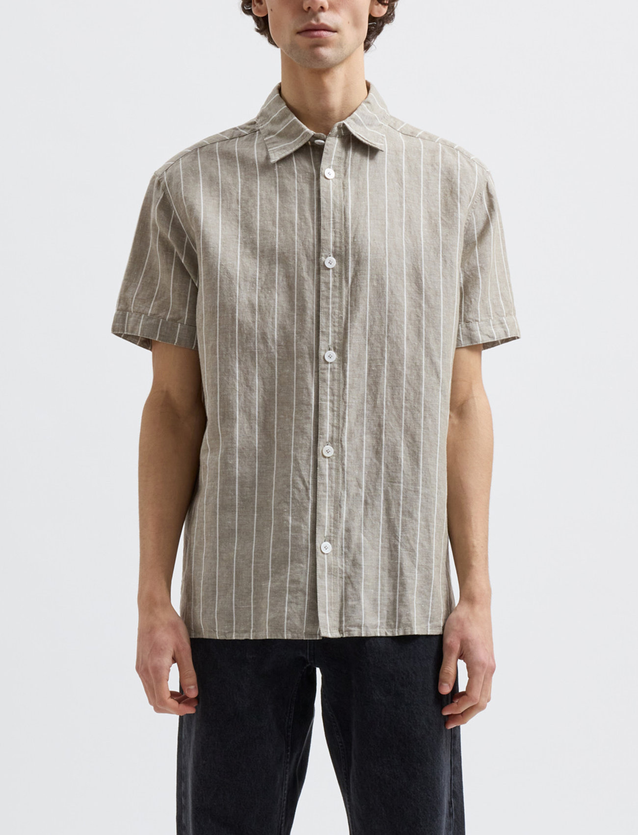 Brixtol Textiles Callum, L, Beige, Skjorter > Kortærmede Shirts, Herre