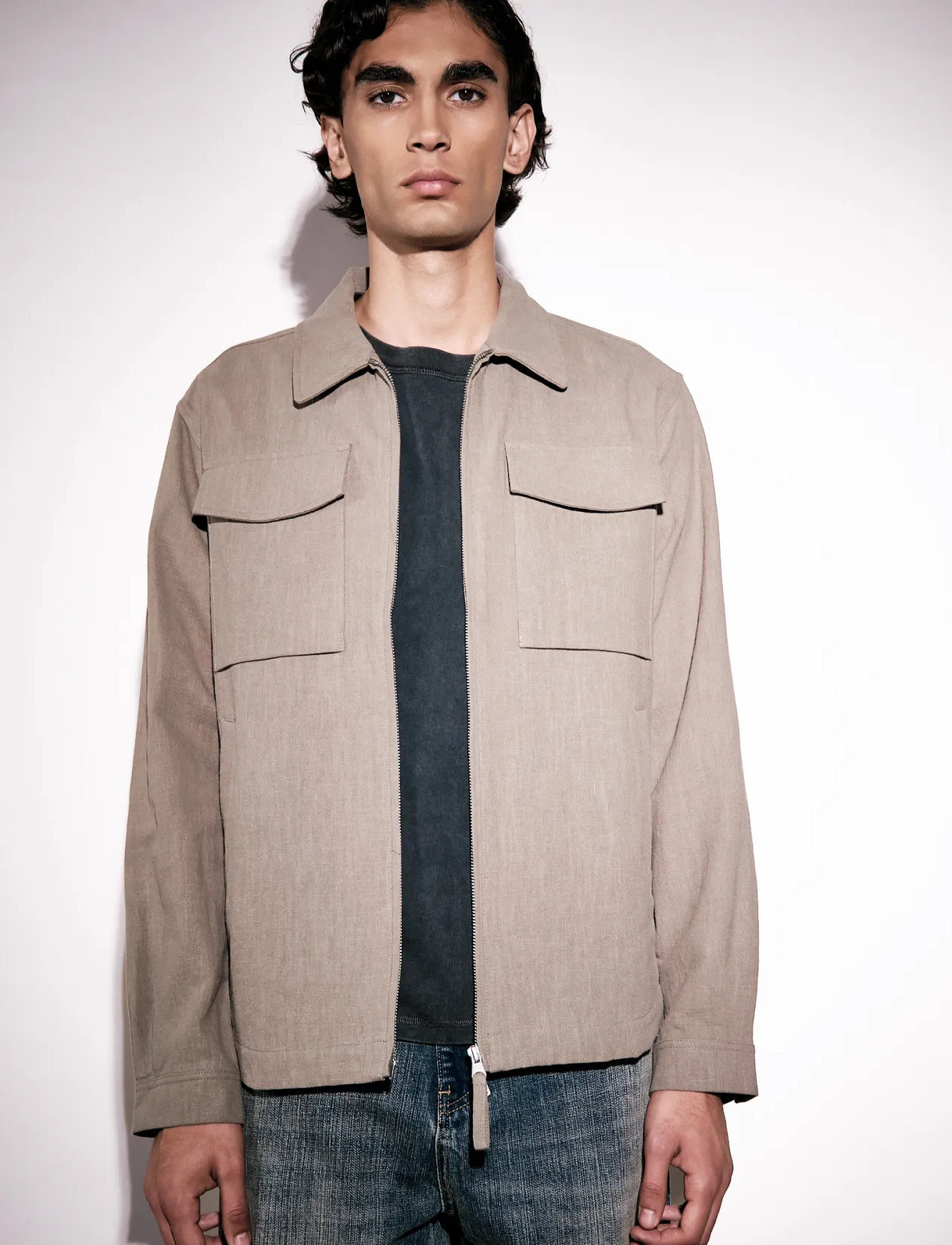 Brixtol Textiles Murray Light Moss, S, Beige, Designere > Overshirts, Herre