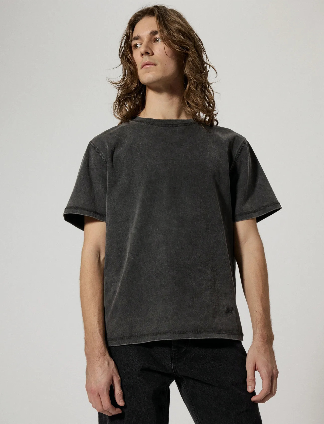 Brixtol Textiles Bt T-Shirt Washed Dusty Blue, XXL, Black, T-Shirts & Toppe > Kortærmede, Dame