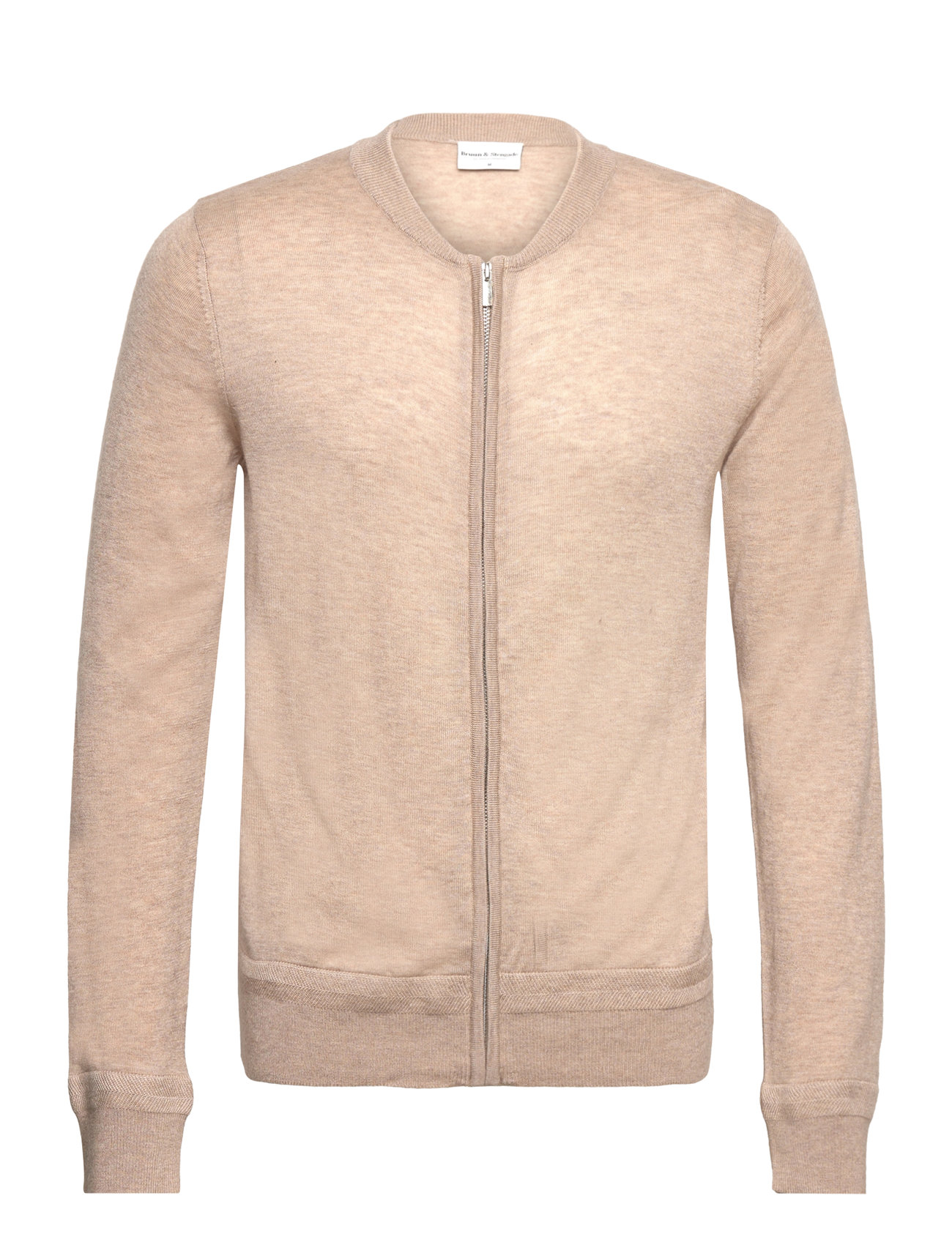 Bs Elias Regular Fit Knitwear Tops Knitwear Full Zip Jumpers Cream Bruun & Stengade