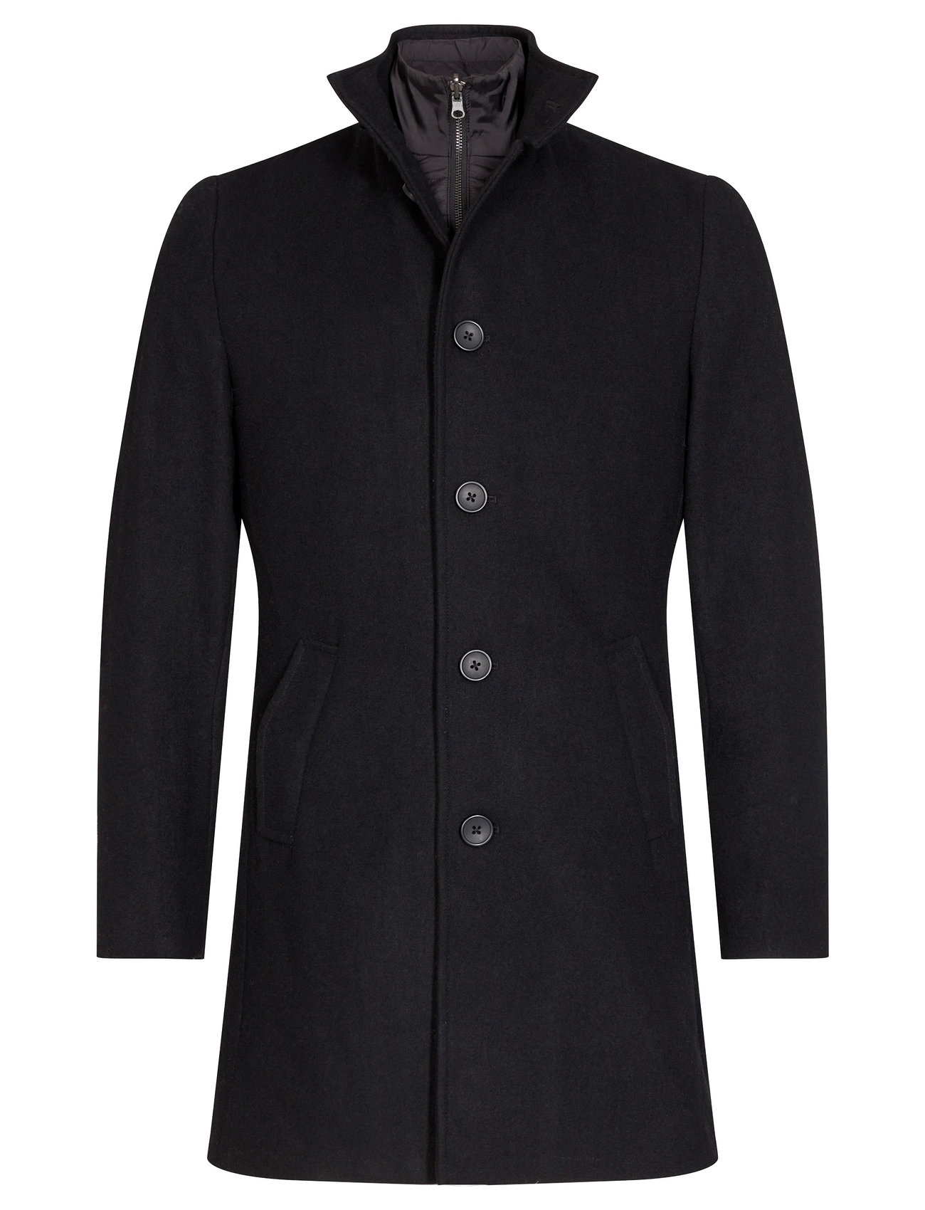 Bs Ontario Slim Fit Coat Uldfrakke Frakke Black Bruun & Stengade