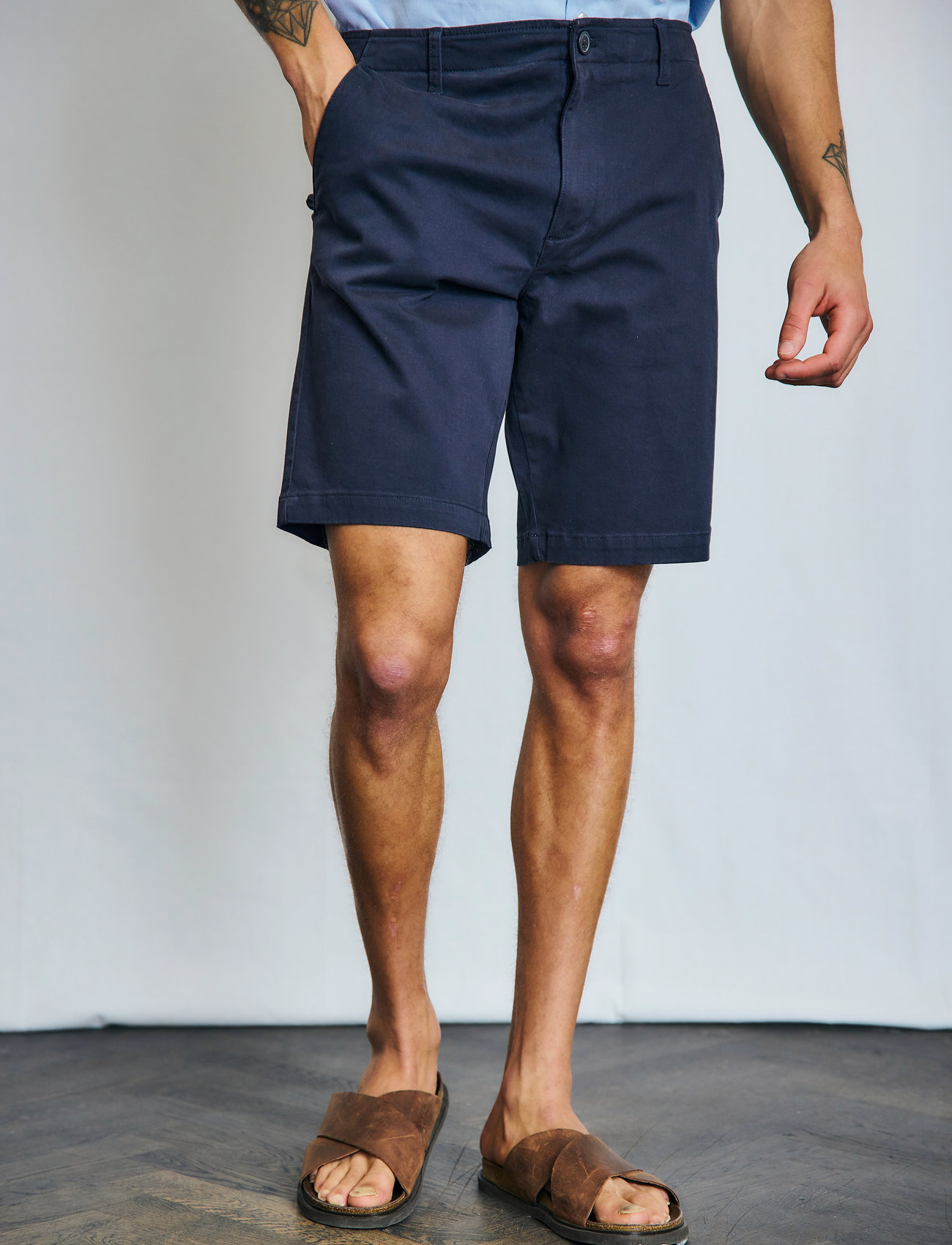 Bruun & Stengade Bs Gerhard Regular Fit Shorts, 30, Navy, Shorts > Chinoshorts, Herre
