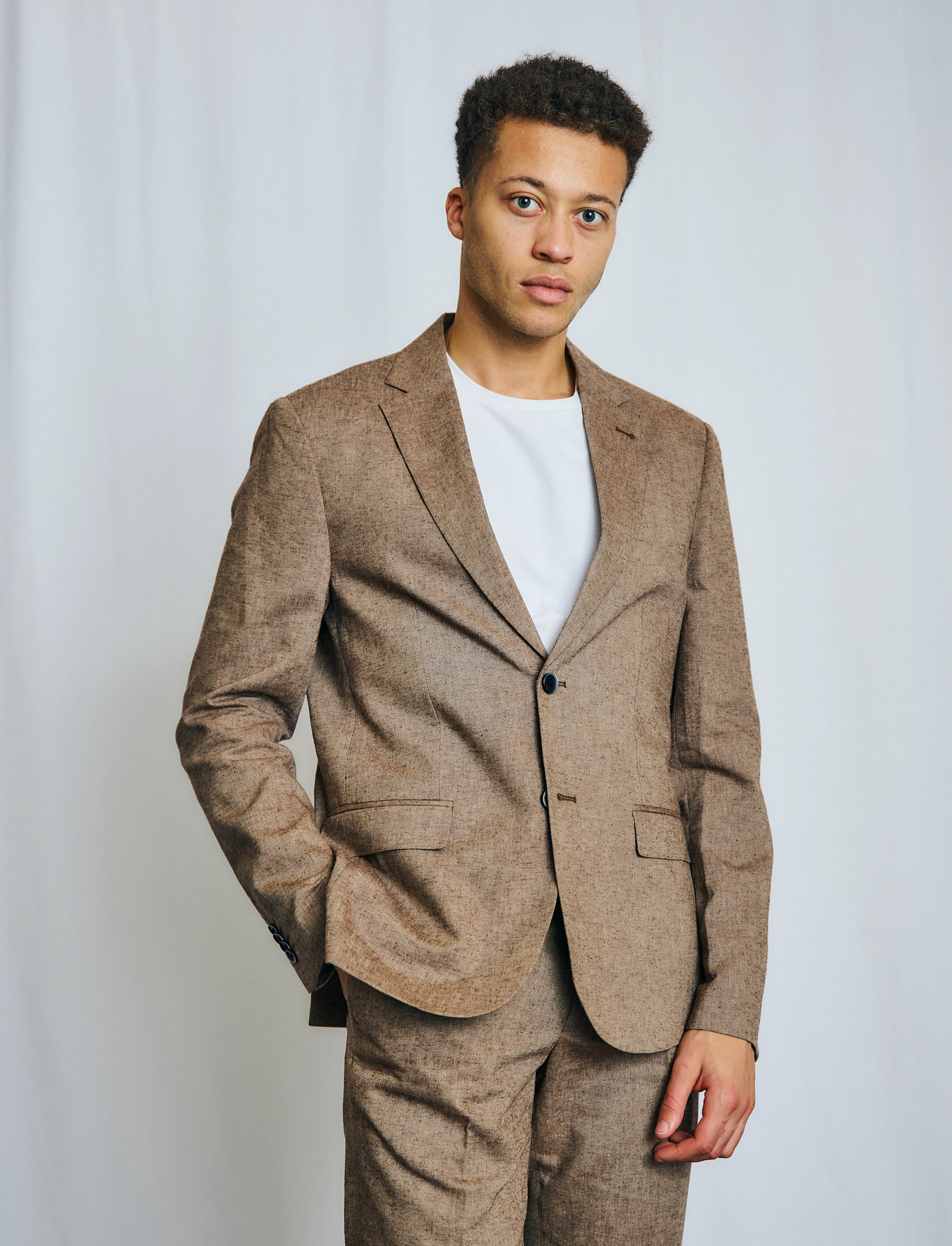Bruun & Stengade Bs Pollino Classic Fit Blazer, 46, Brown, Blazere > Enkeltradede Blazere, Herre