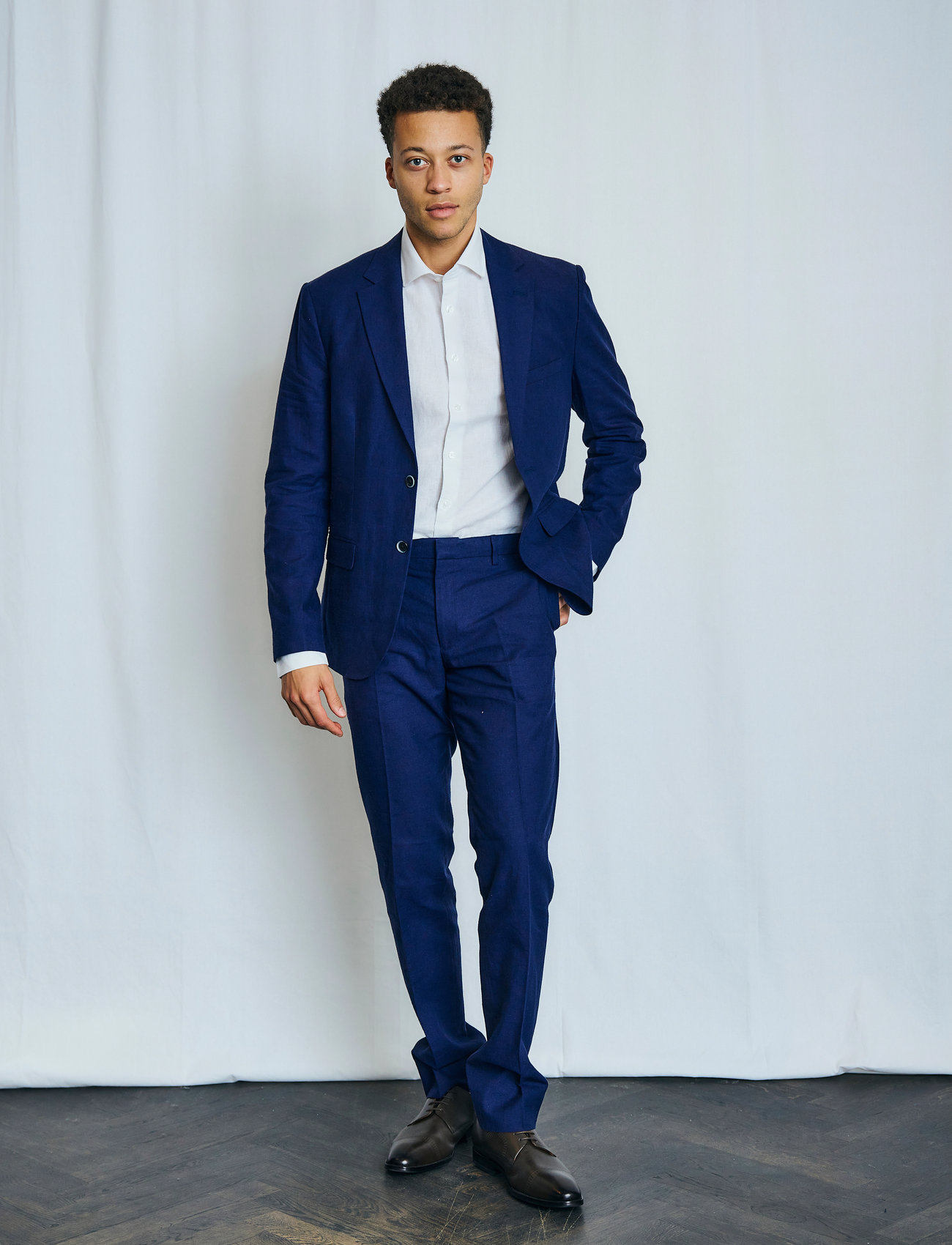 Bruun & Stengade Bs Pollino Classic Fit Blazer, 46, Navy, Blazere > Enkeltradede Blazere, Herre