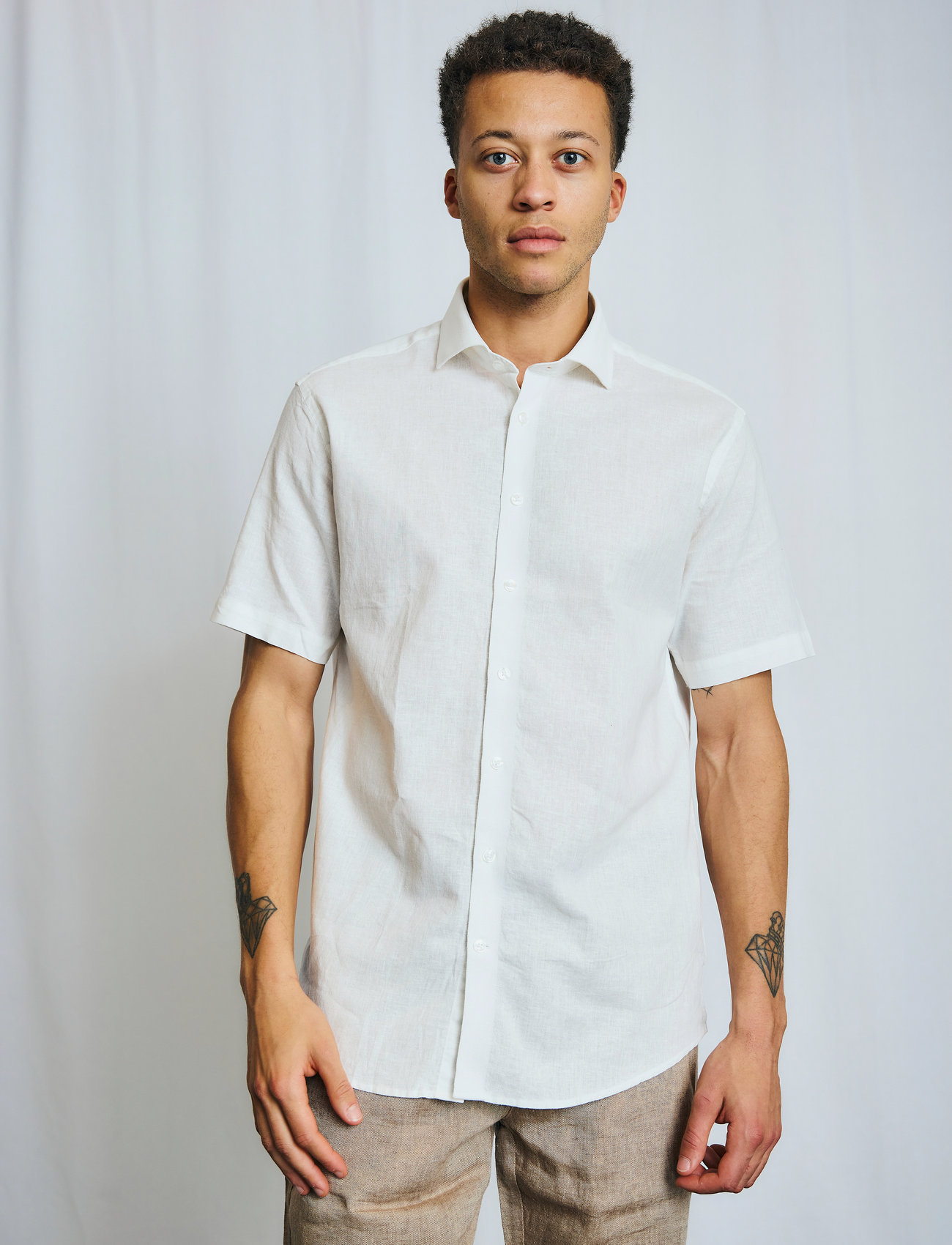 Bruun & Stengade Bs Hauger Casual Modern Fit Shirt, S, White, Skjorter > Business Shirts, Herre