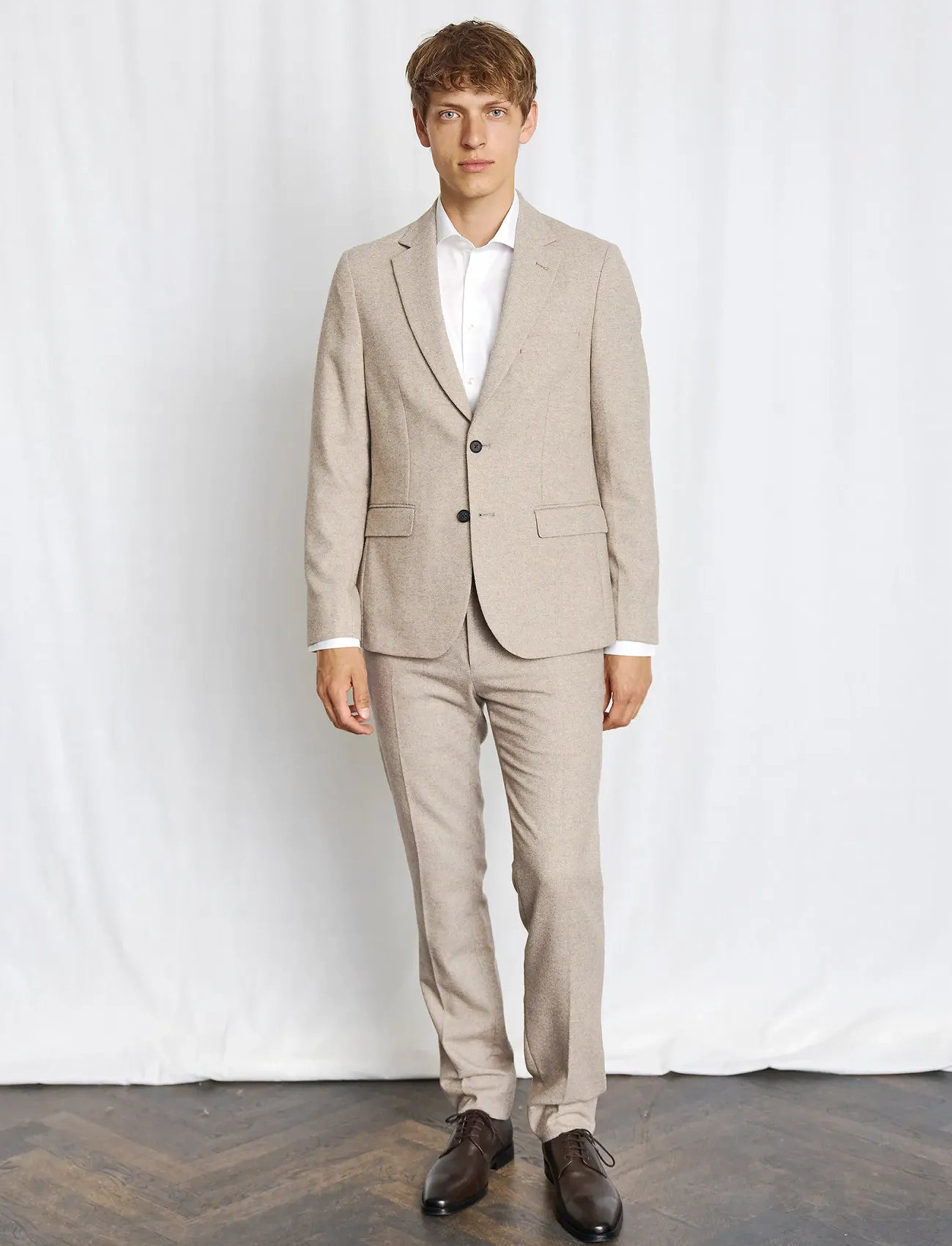 Bruun & Stengade Bs Rapallo Classic Fit Suit Pants, 46, Beige, Bukser > Formelle Bukser, Herre