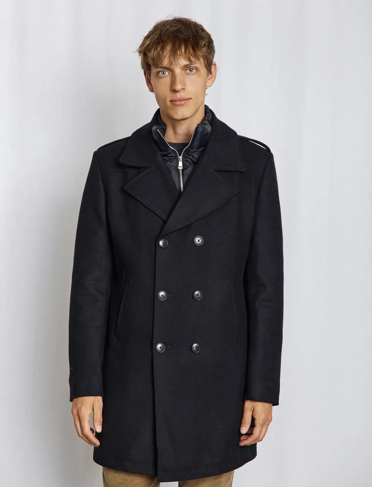 Bruun & Stengade Bs Nelson Slim Fit Coat, L, Navy, Frakker > Uldfrakker, Herre