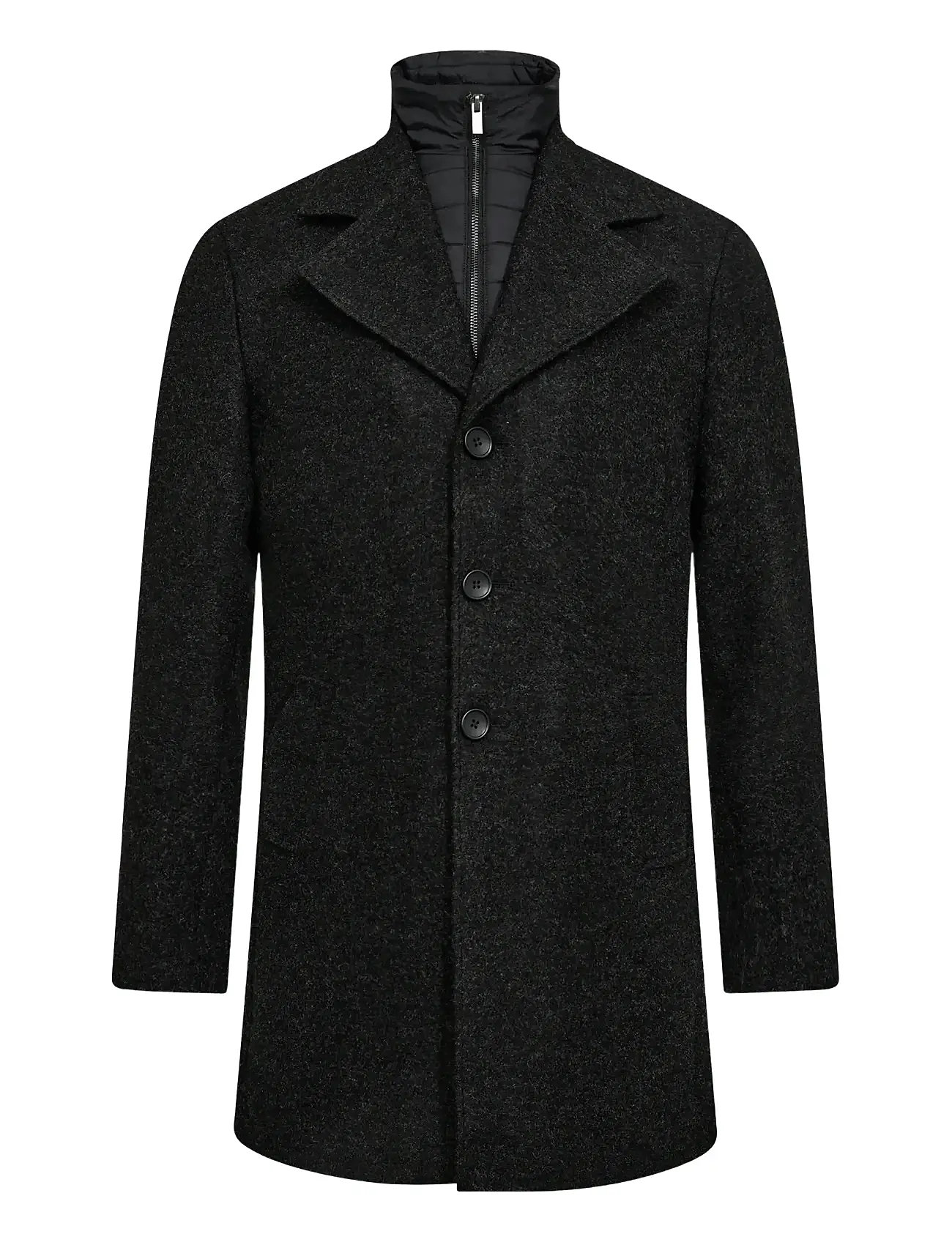 Bruun & Stengade Bs Auckland Slim Fit Coat, XL, Black, Frakker > Uldfrakker, Herre