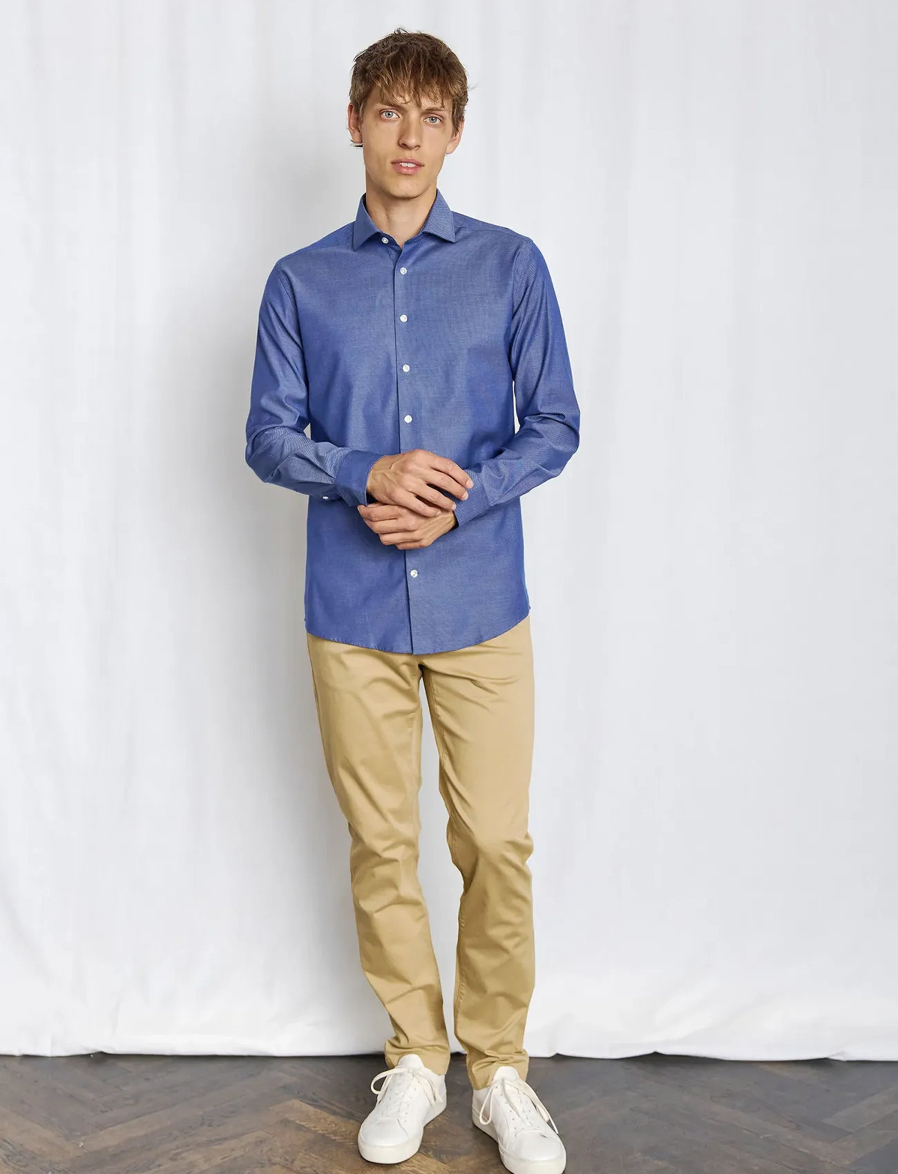 Bruun & Stengade Bs Adolis Modern Fit Shirt, 40, Blue, Skjorter > Business Shirts, Herre
