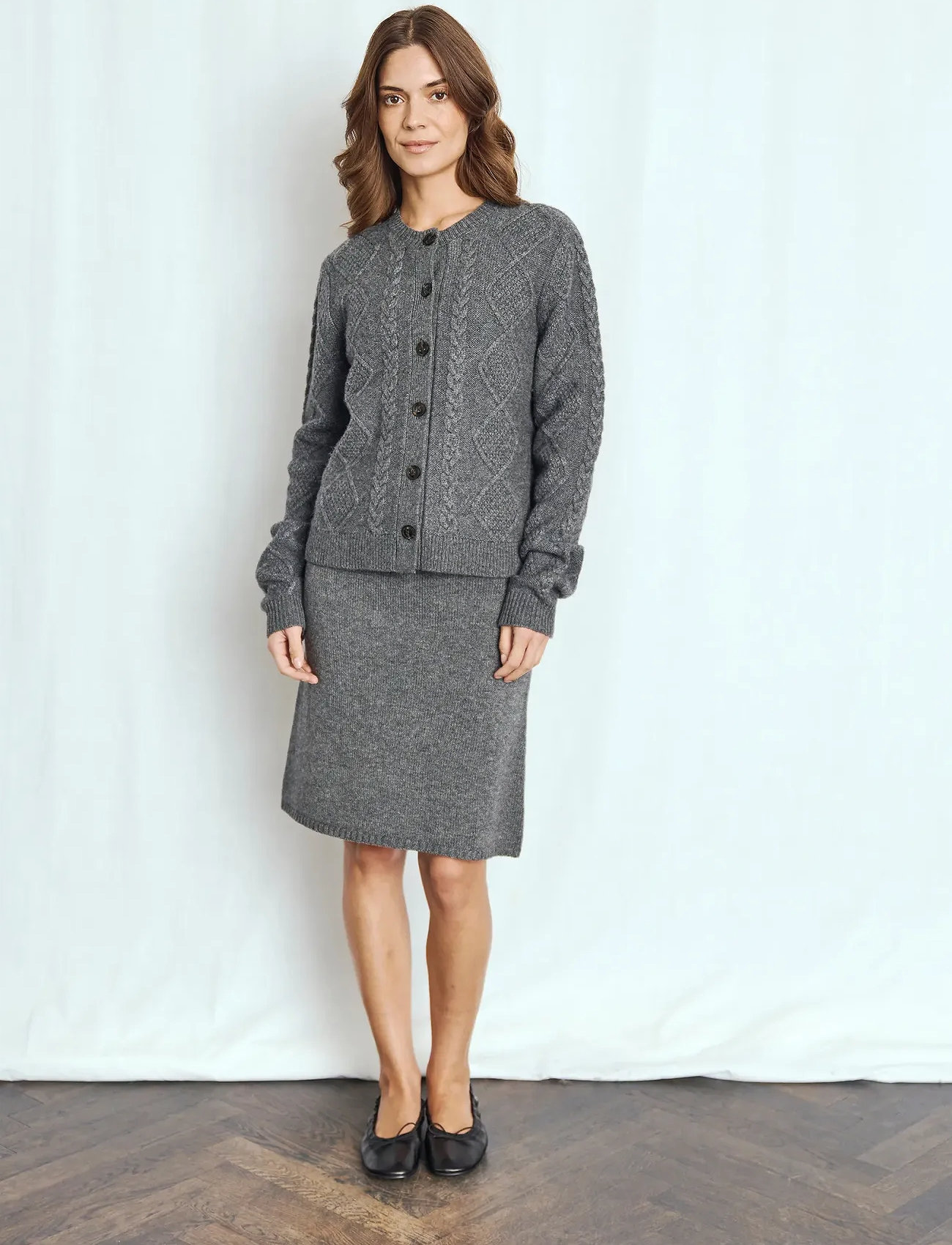 Bruun & Stengade Bs June Skirt, XXL, Grey, Nederdele > Knælange Og Midi Nederdele, Dame