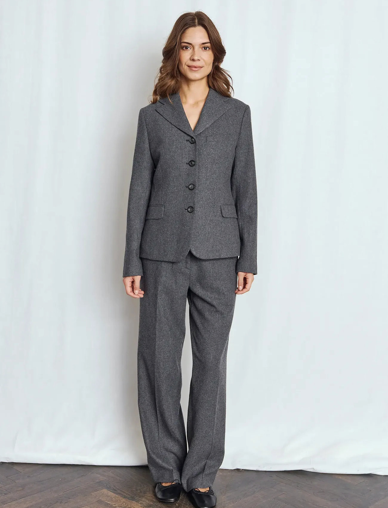 Bruun & Stengade Bs Maria Slim Fit Blazer, 38, Grey, Blazere > Enkeltradede Blazere, Dame