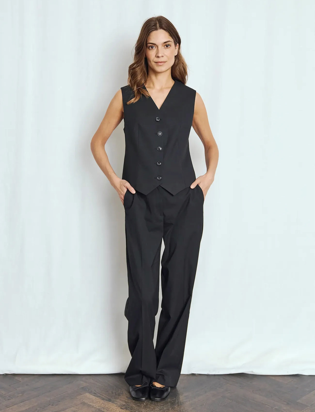 Bruun & Stengade Bs Una Slim Fit Vest, 36, Black, Blazere > Blazere Uden Ærmer, Dame