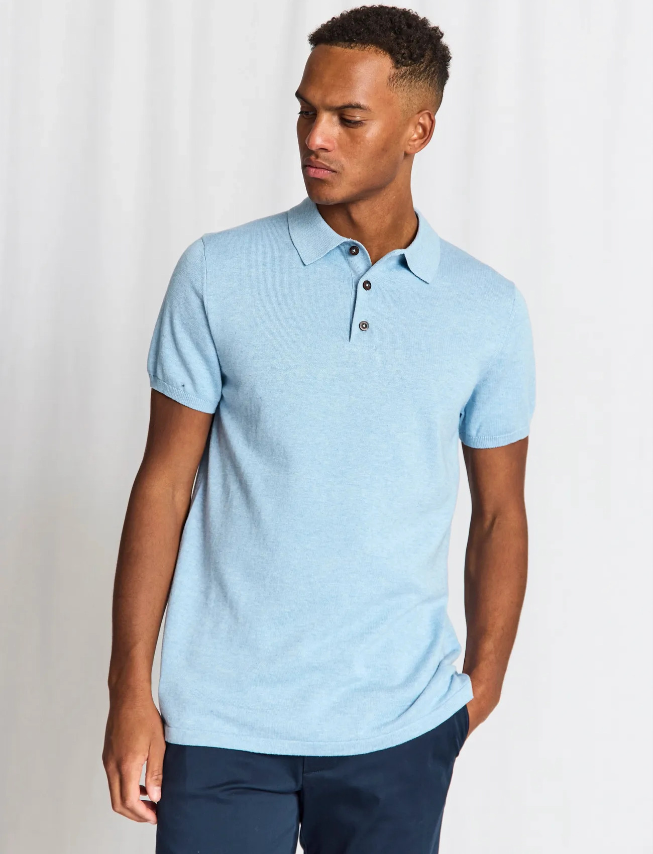 Bruun & Stengade Bs Baldo Regular Fit Polo Shirt, S, Blue, Poloer > Kortærmede, Herre