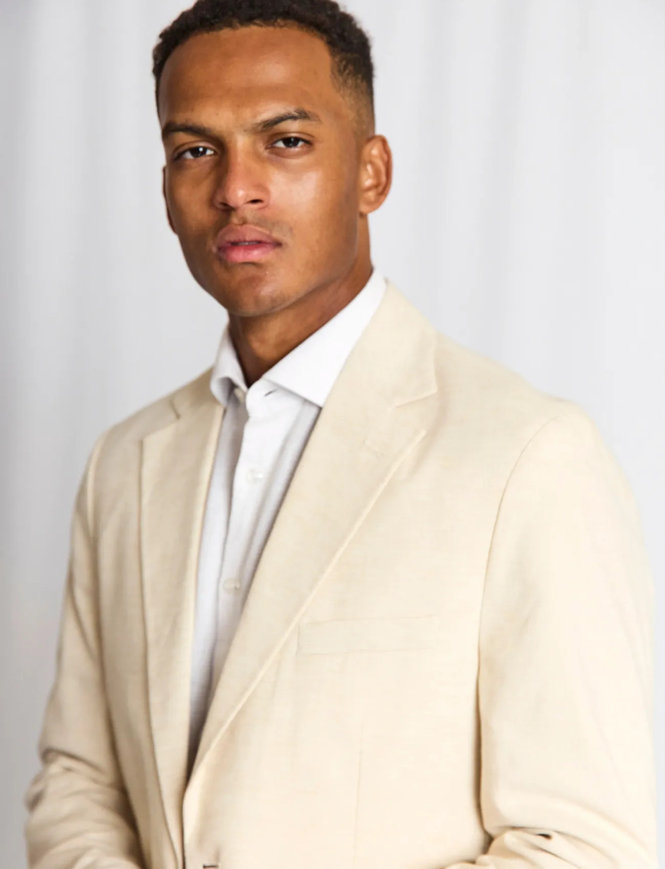 Bruun & Stengade Bs Sasso Classic Fit Blazer, 54, Cream, Blazere > Enkeltradede Blazere, Herre