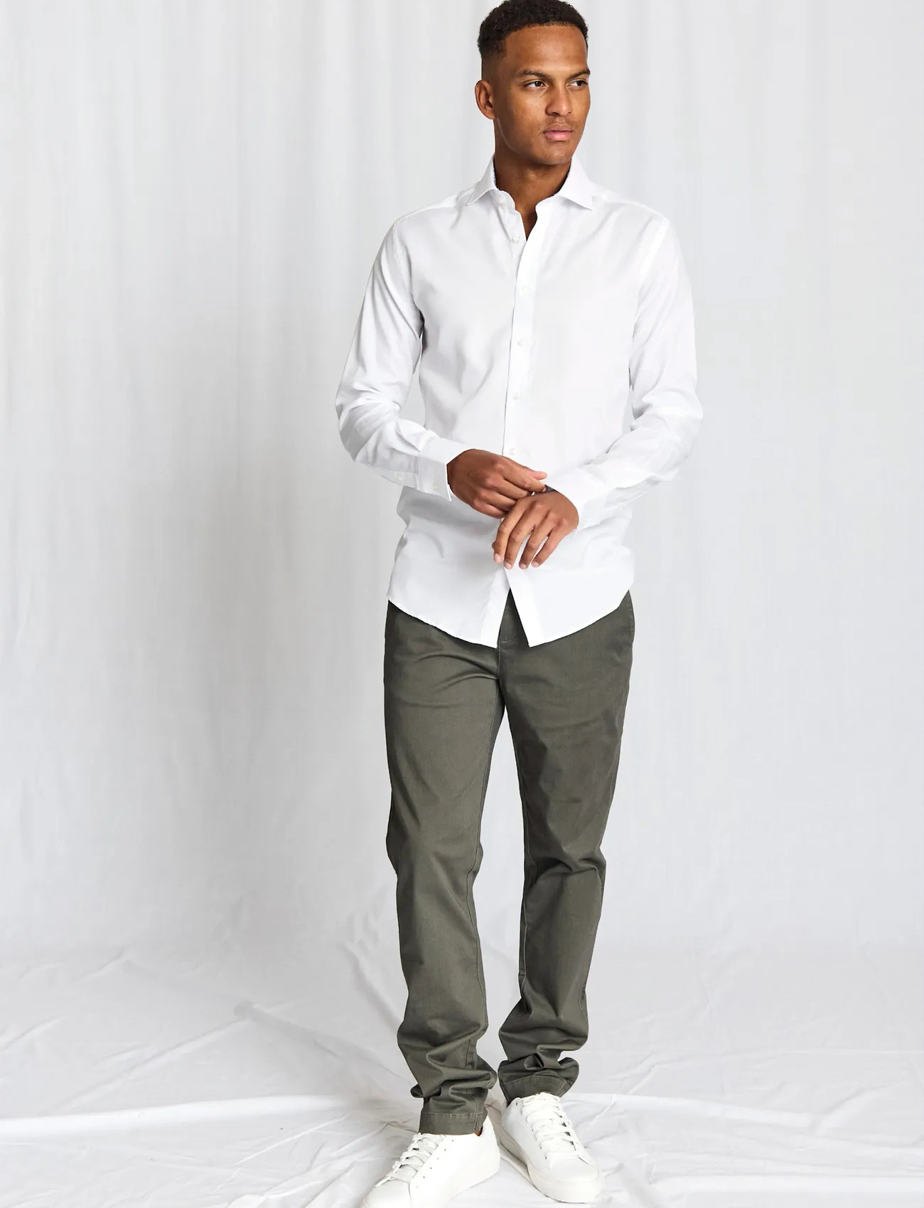 Bruun & Stengade Bs Kohlbacher Modern Fit Shirt, 44, White, Skjorter > Business Shirts, Herre