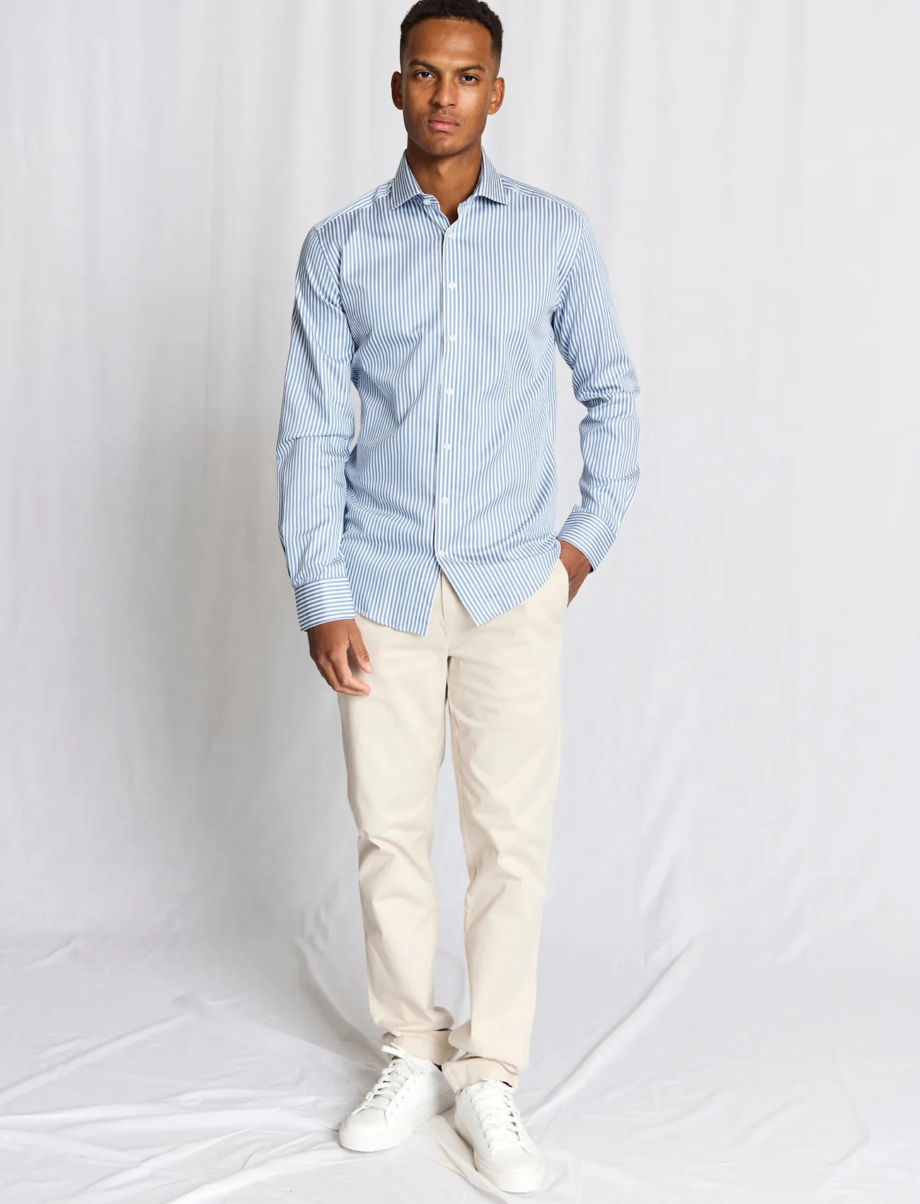 Bruun & Stengade Bs Sime Modern Fit Shirt, 42, Blue, Skjorter > Business Shirts, Herre