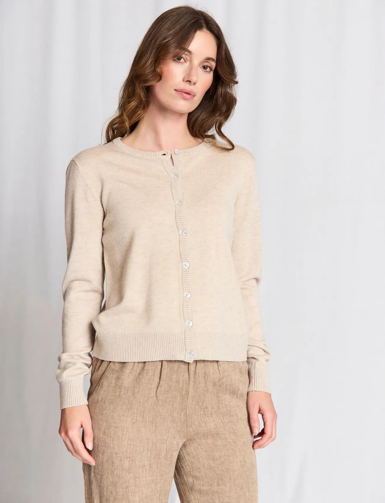 Bruun & Stengade Bs Dona Regular Fit Knitwear, L, Beige, Strik > Cardigans, Dame