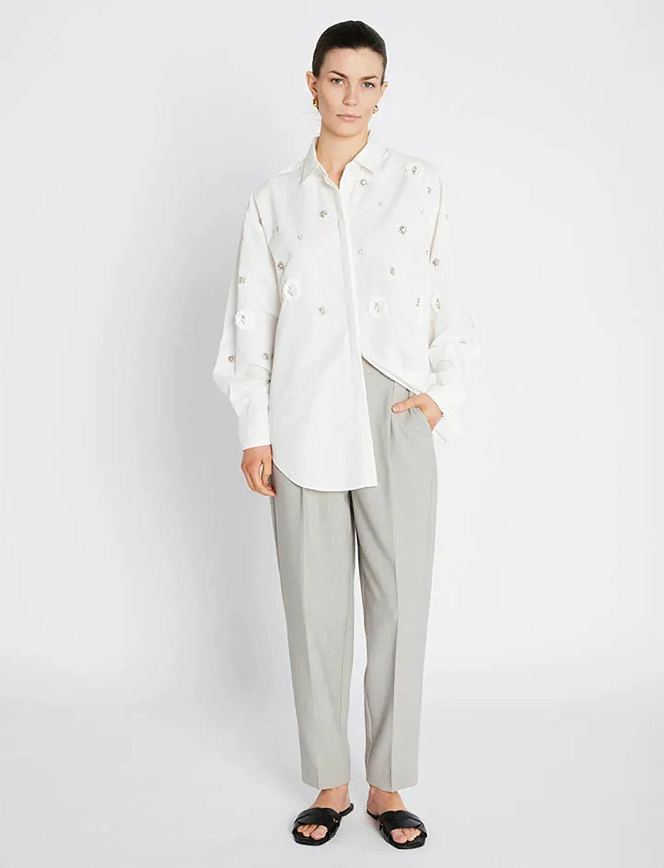 Bruuns Bazaar Chrisoulabbbeia Shirt, 44, White, Bluser > Langærmede, Dame