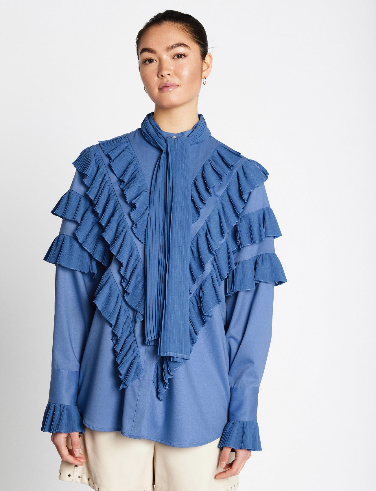 Bruuns Bazaar Cardinibbtilja Shirt, 40, Blue, Bluser > Langærmede, Dame