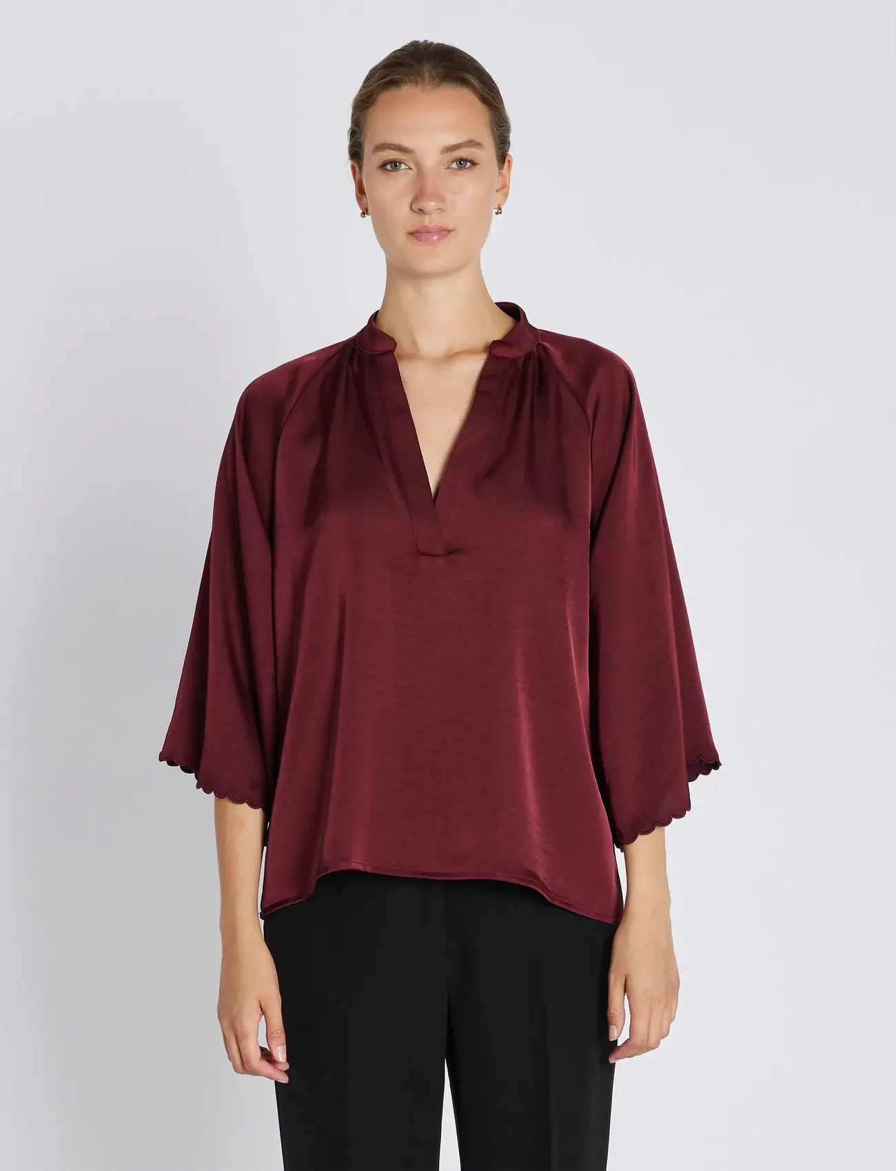 Bruuns Bazaar Beckiabbwinny Blouse, 36, Burgundy, Bluser > Langærmede, Dame