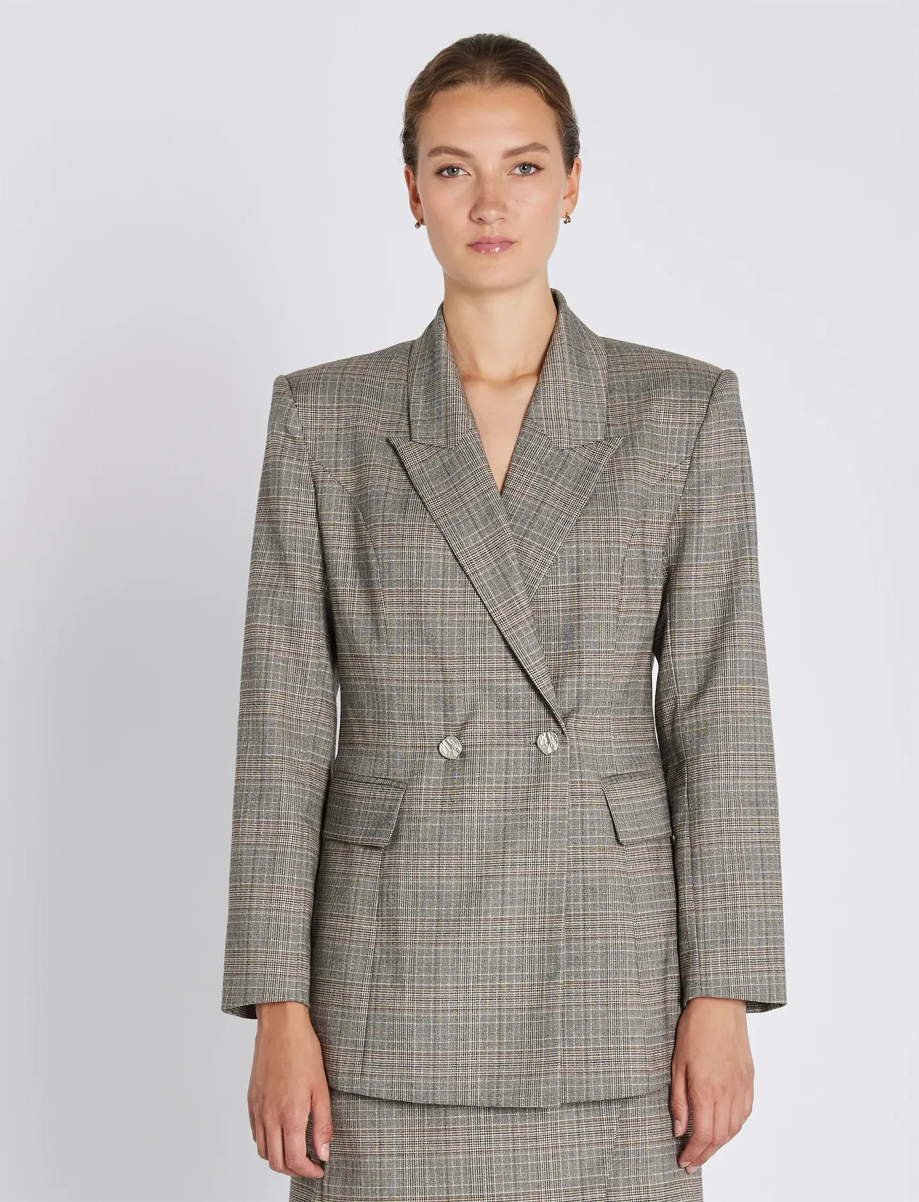 Bruuns Bazaar Ipomoeabbtuxana Blazer, 42, Grey, Blazere > Dobbeltradede Blazere, Dame
