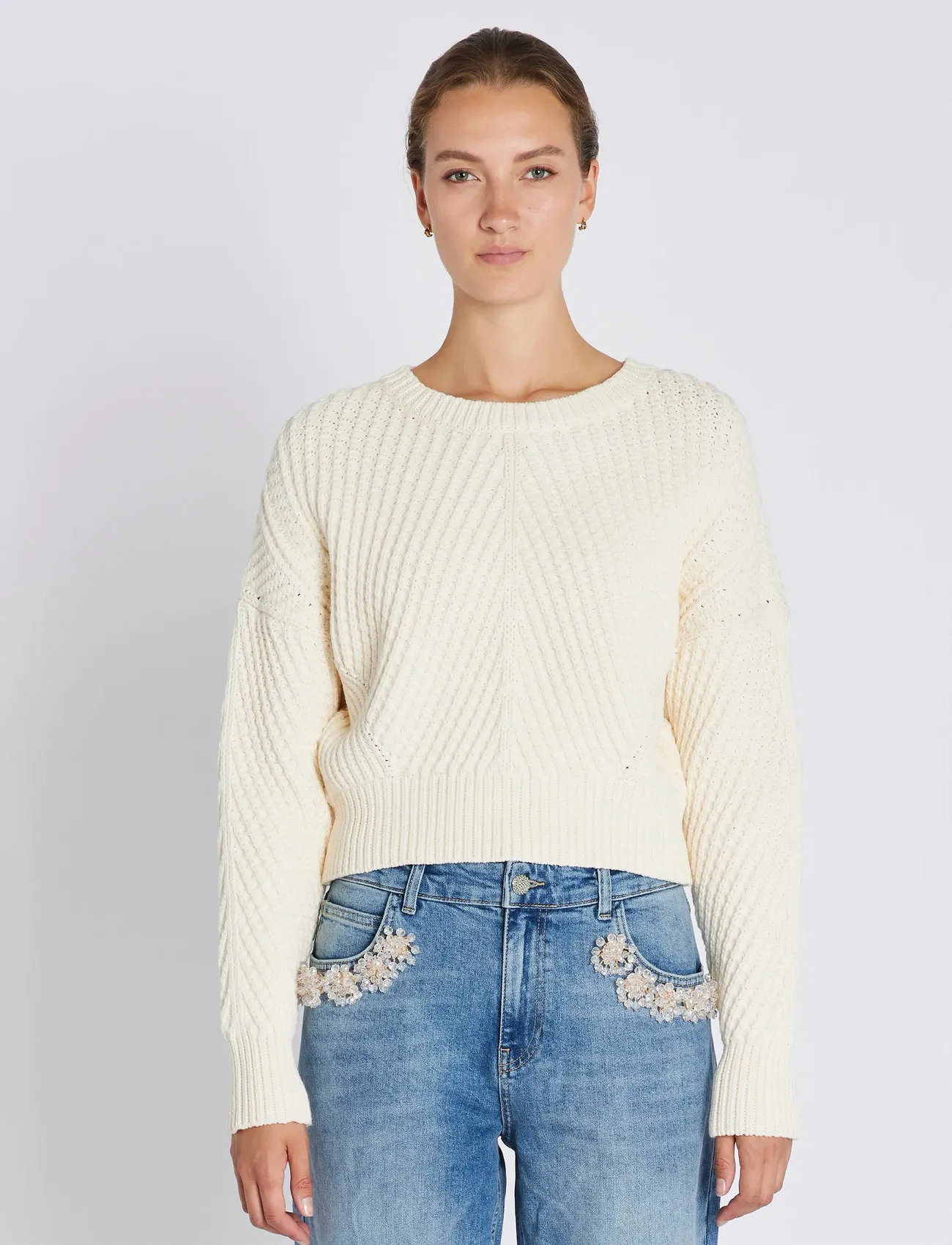Bruuns Bazaar Cotlonbbhera Knit, XL, Cream, Strik > Trøjer, Dame