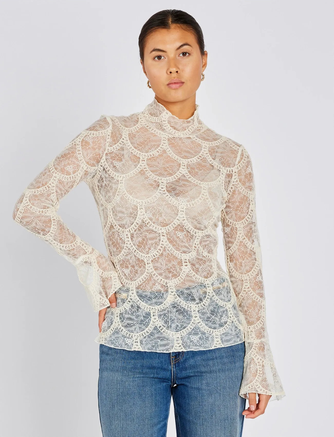 Bruuns Bazaar Deodarabbsuzi Blouse, 42, Cream, Bluser > Langærmede, Dame