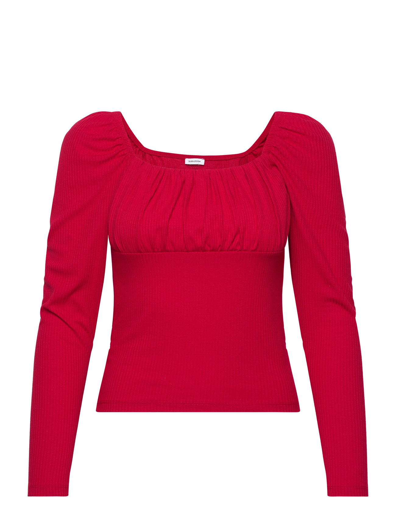 Neija Square Neck Top Tops T-shirts & Tops Long-sleeved Red Bubbleroom