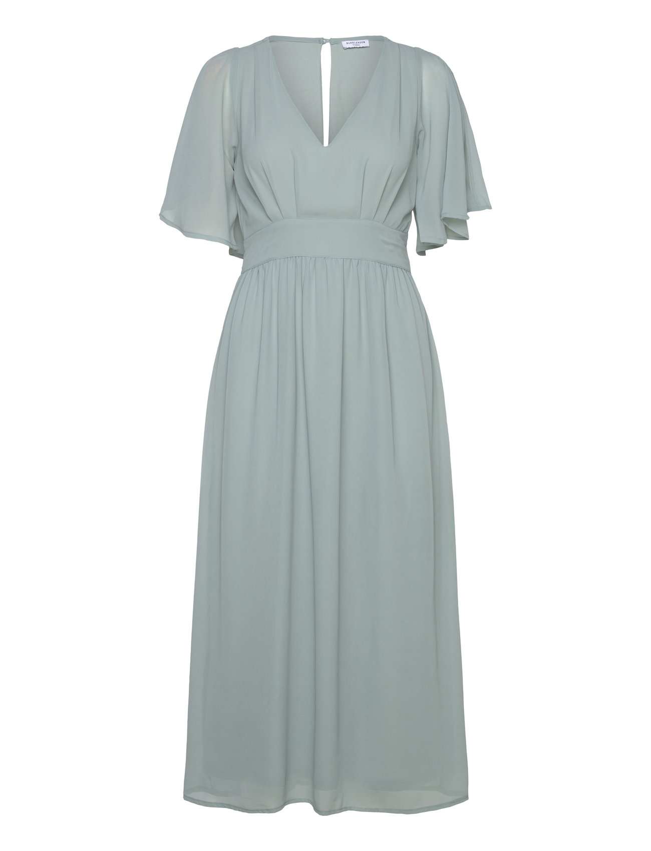 Butterfly Sleeve Midi Dress Knelang Kjole Blue Bubbleroom