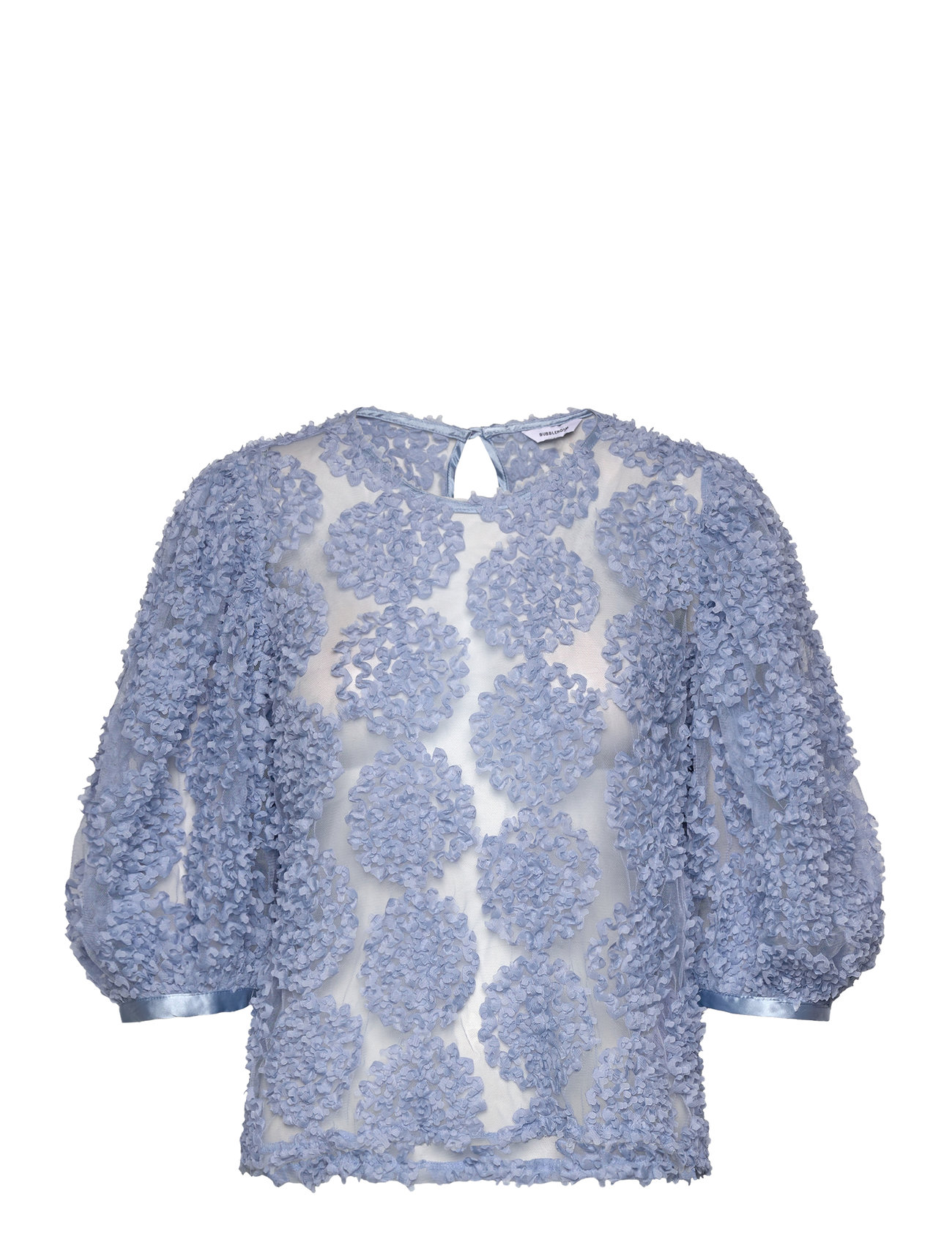 Bubbleroom Nadja 3D Flower Puff Sleeve Blouse Blå