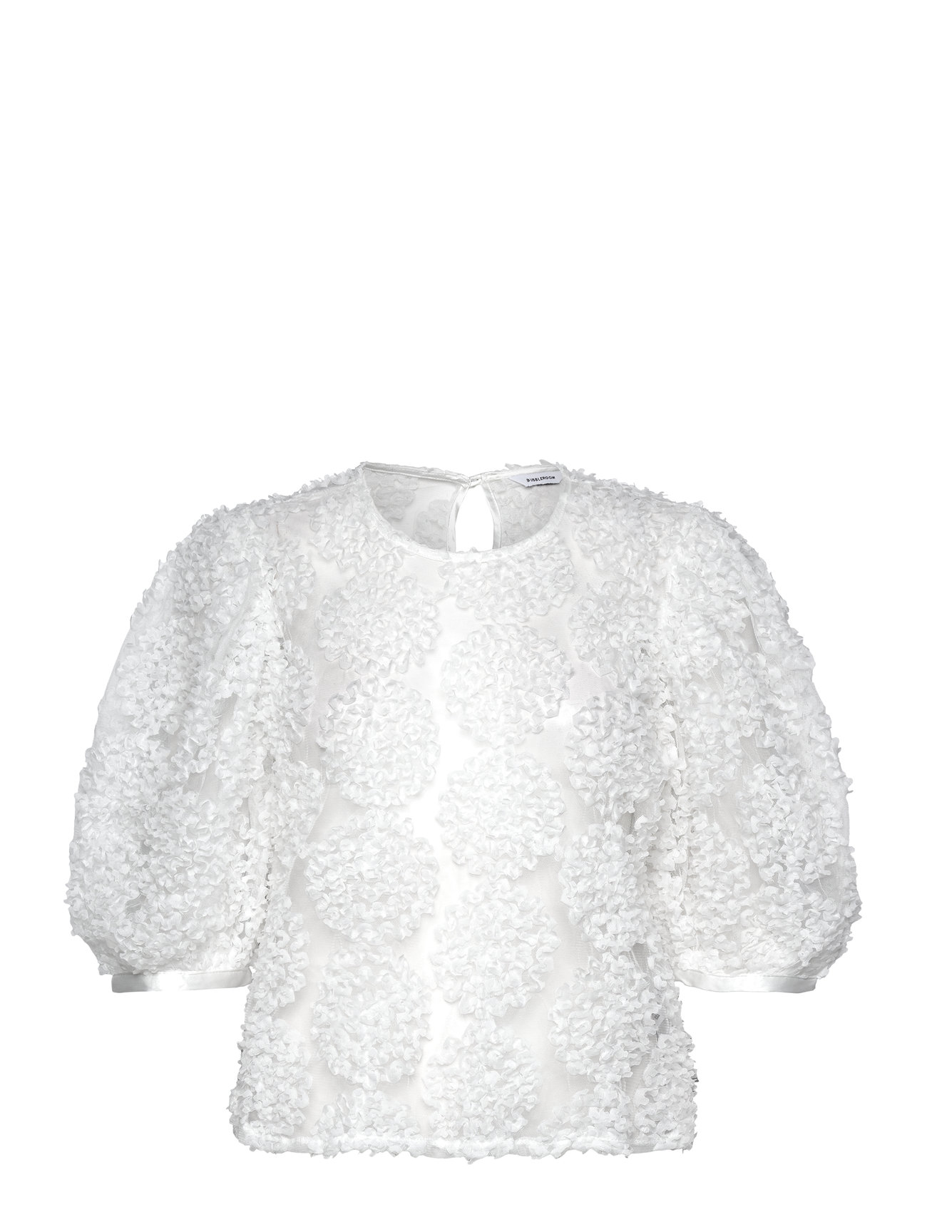 Bubbleroom Nadja 3D Flower Puff Sleeve Blouse Vit