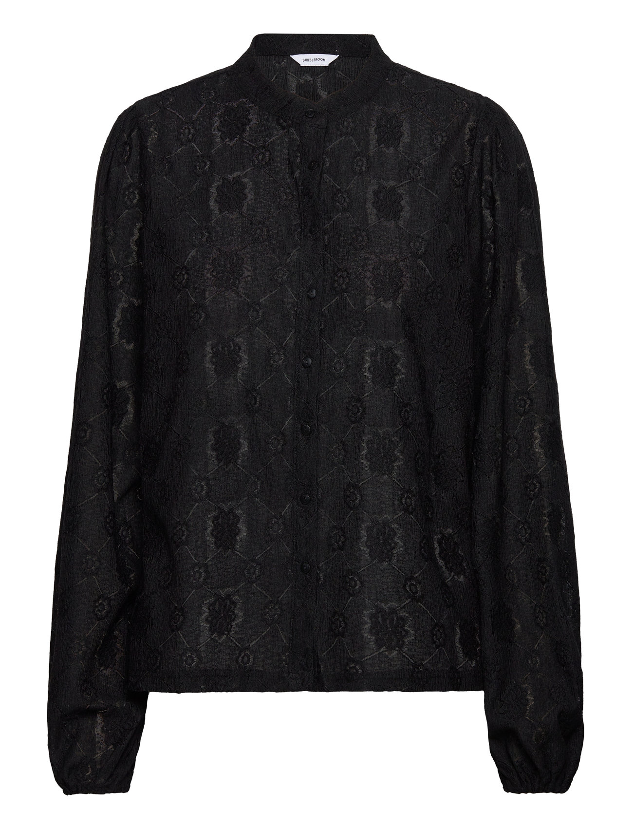 Bubbleroom Long Sleeve Button Blouse, S, Black, Bluser > Langærmede, Dame