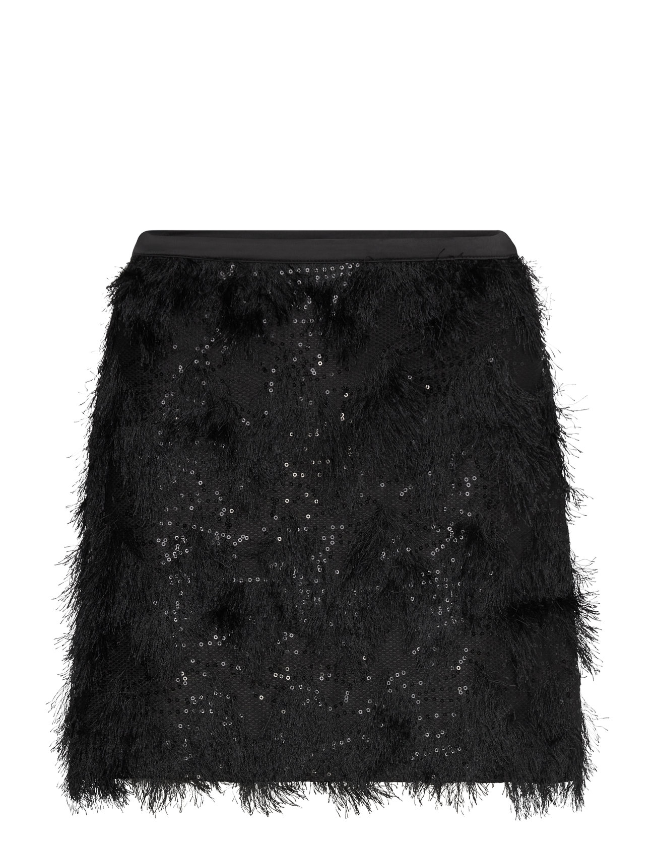 Bubbleroom Ryanne Fringe Sequin Mini Skirt Svart