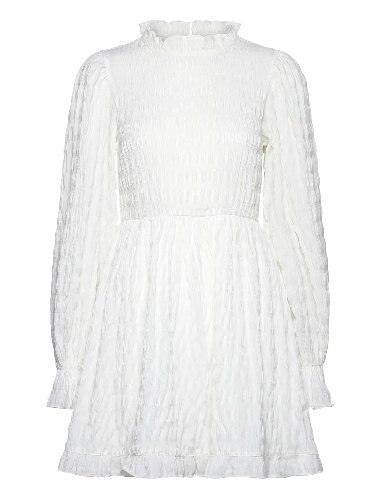 Frill Structured Dress Kort Kjole White Bubbleroom