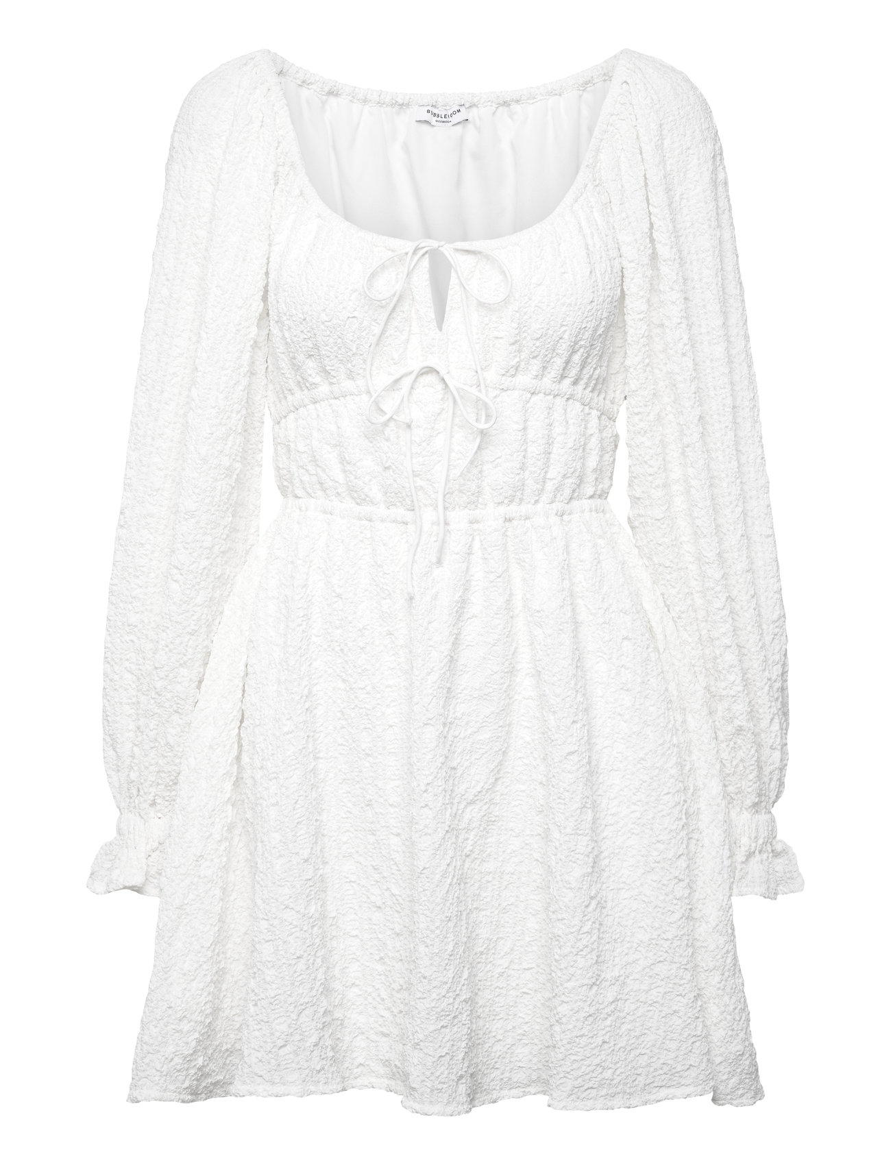 Diamond Neck Dress Kort Kjole White Bubbleroom
