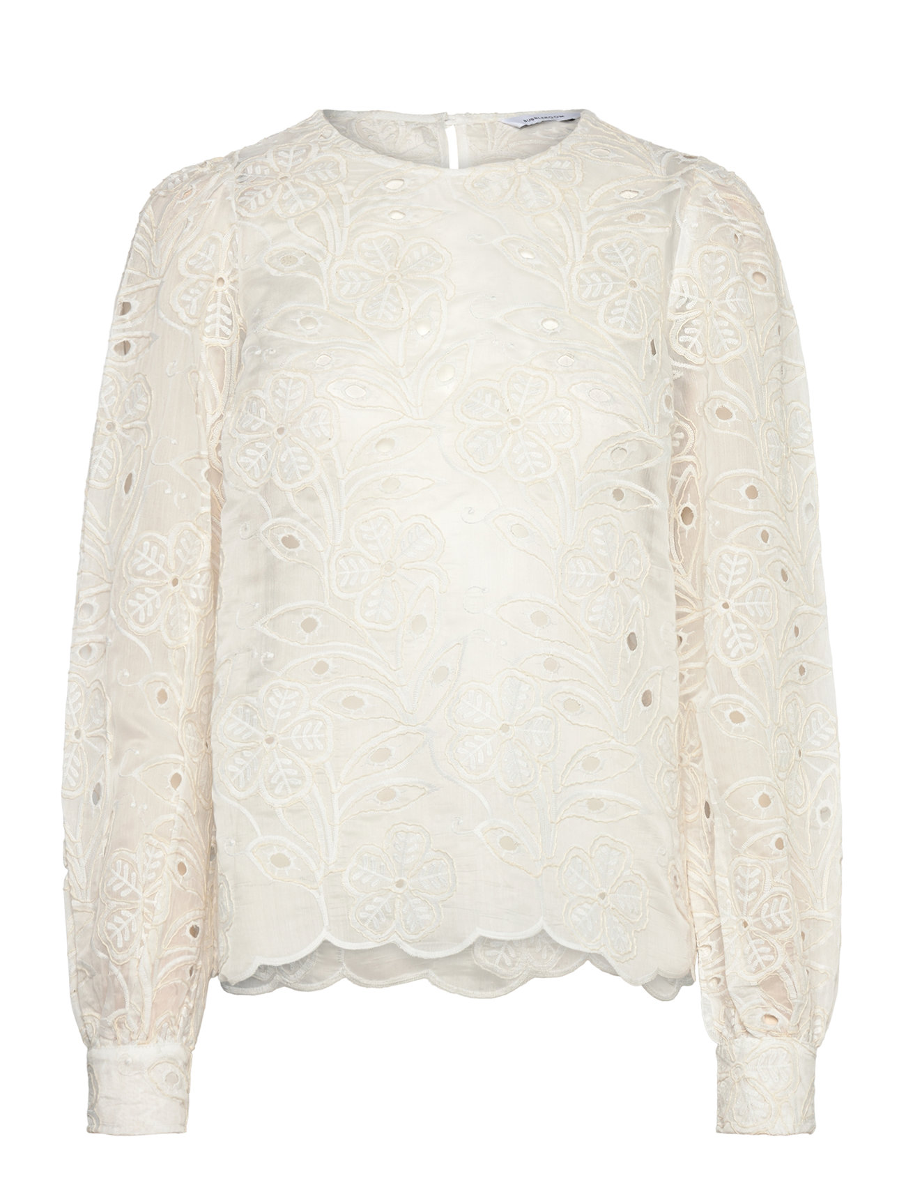 Bubbleroom Puff Sleeve Embroidered Blouse Vit