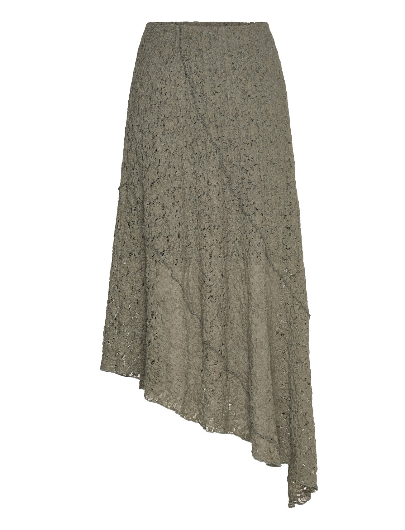 Asymmetric Lace Skirt Skirts Knee-length & Midi Skirts Khaki Green Bubbleroom