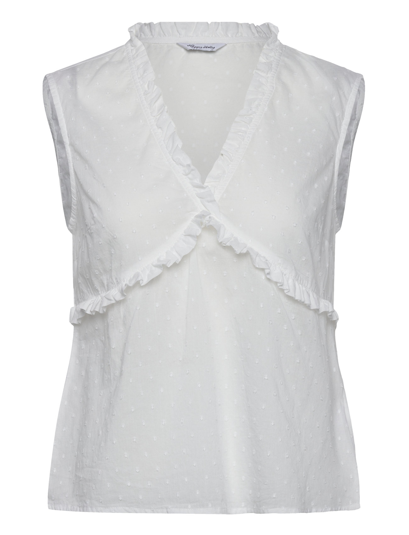 BUBBLEROOM Baumwolle Dobby Dot Bluse Weiß - 36-38 - Damen
