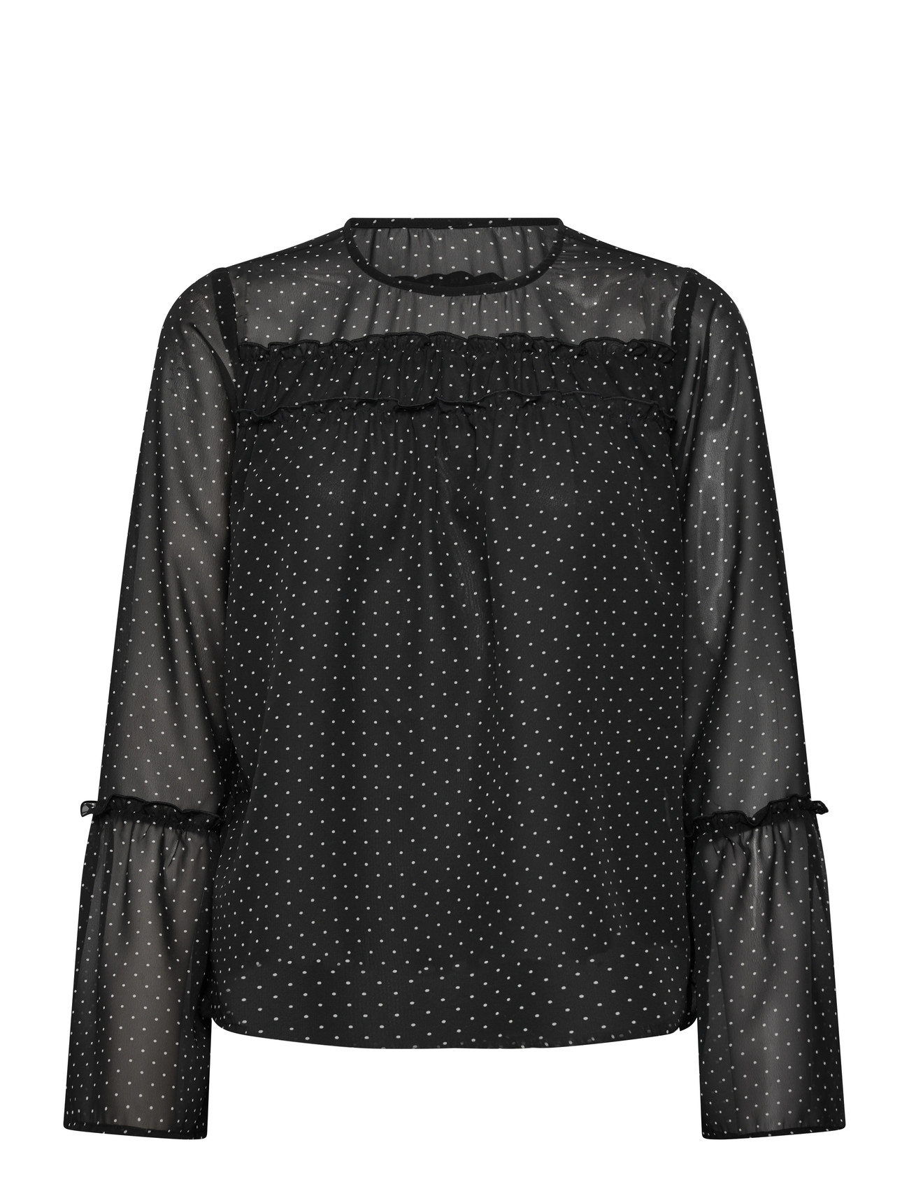 BUBBLEROOM Flounce Sleeve Bluse Schwarz - 36-38 - Damen
