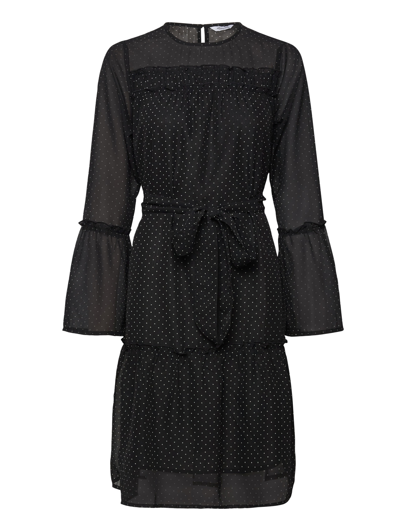 BUBBLEROOM Flounce Sleeve Kleid Schwarz - 32-34 - Damen