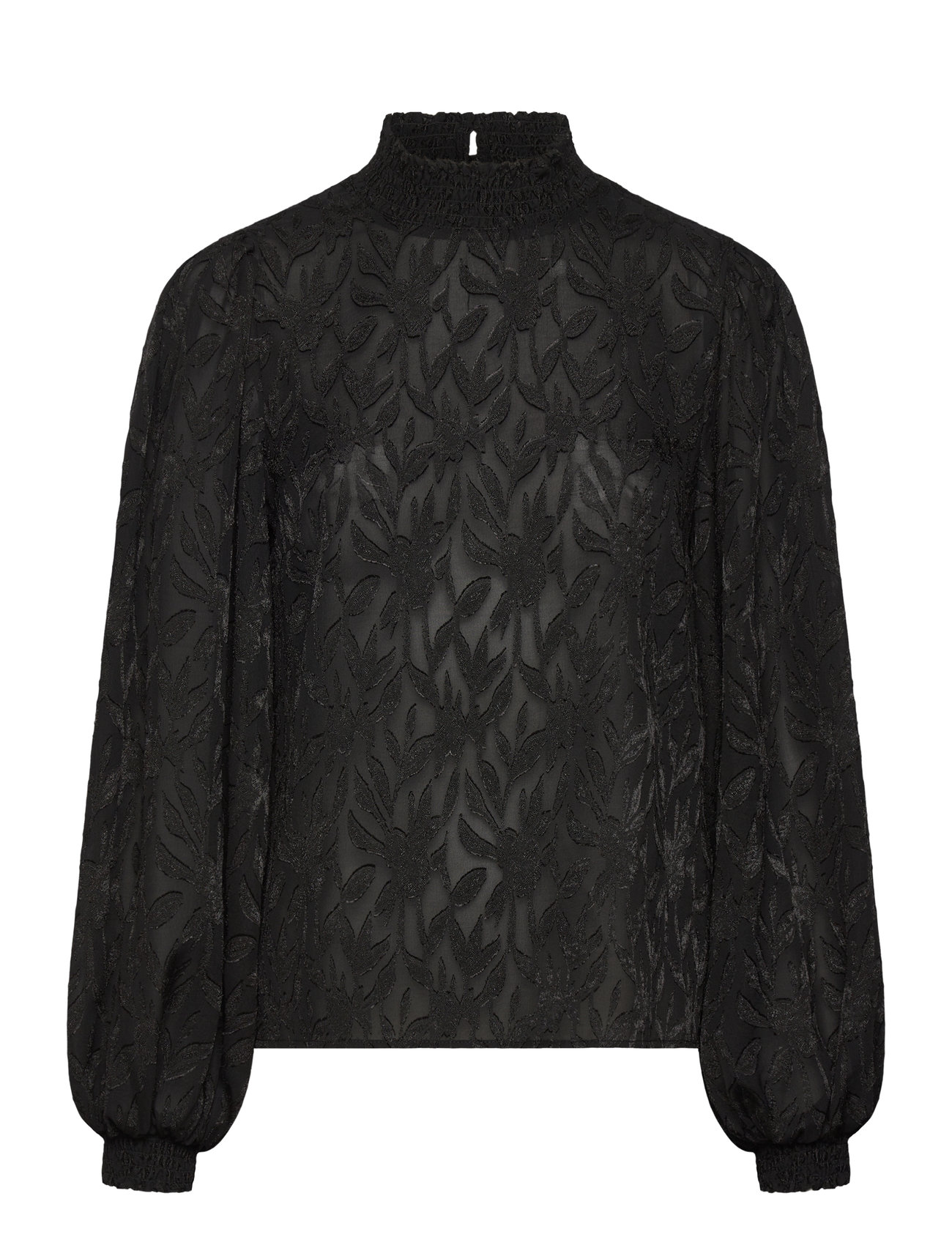 BUBBLEROOM Jacquard Smock Bluse Schwarz - 32-34 - Damen