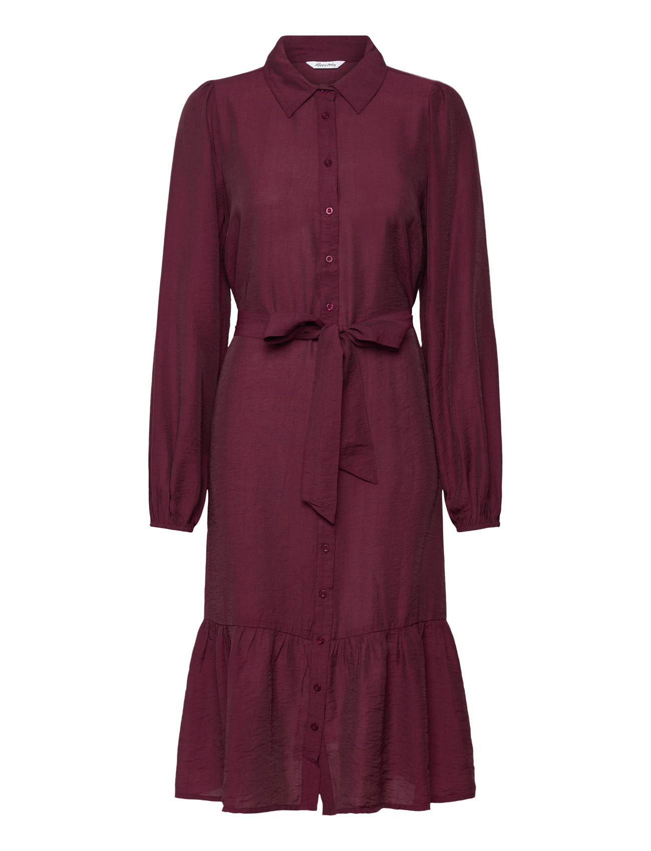 BUBBLEROOM Midi Shirt Kleid Burgundy - 36-38 - Damen