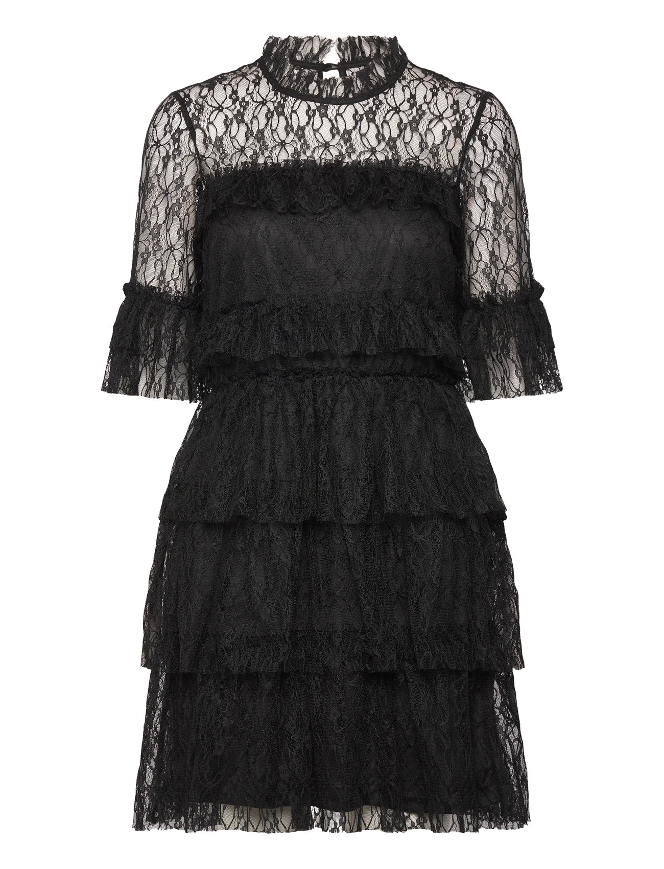 BUBBLEROOM Frill Strickjacke Kleid Schwarz - 38 - Damen