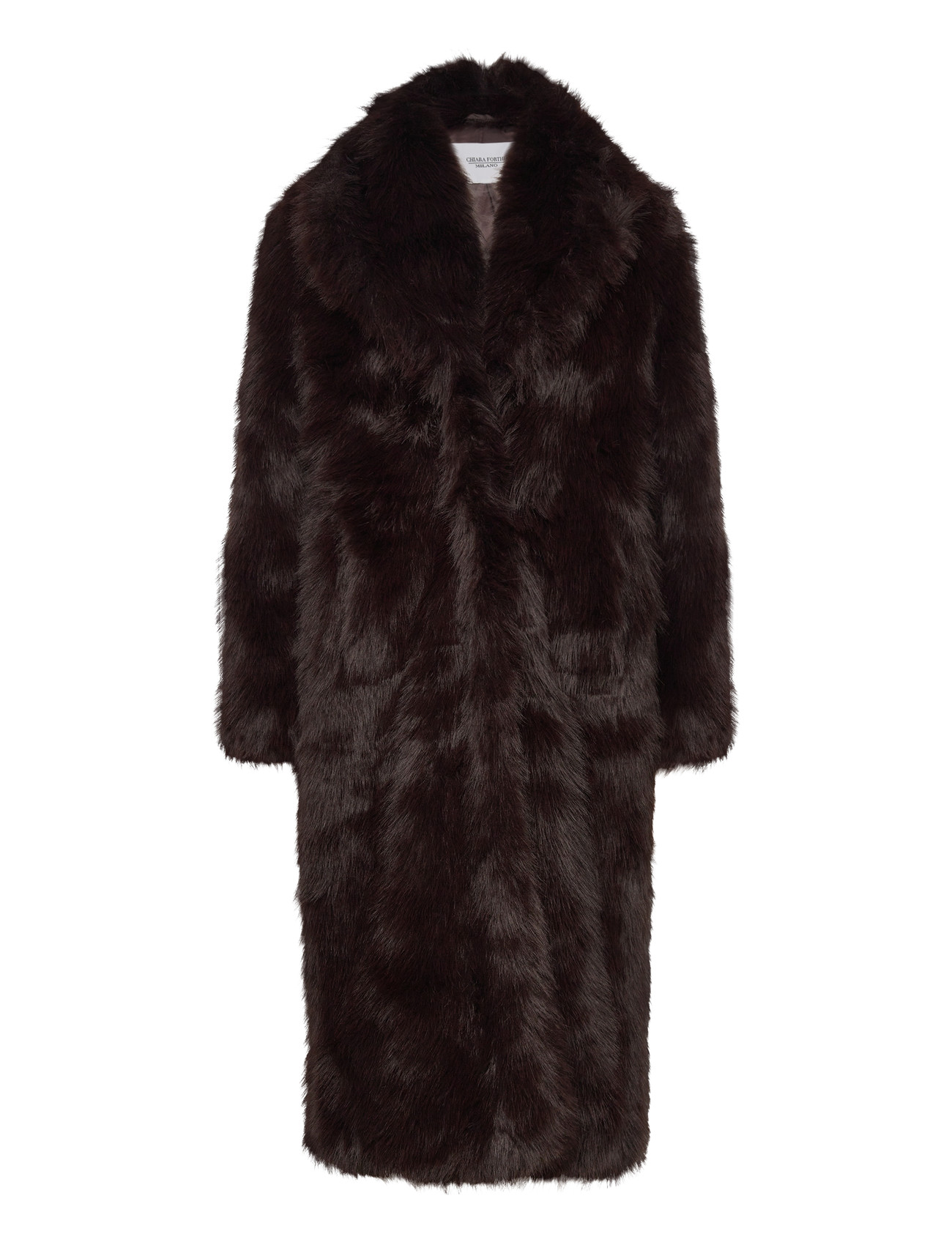 BUBBLEROOM Long Kunstpelz Mantel Braun - S - Damen